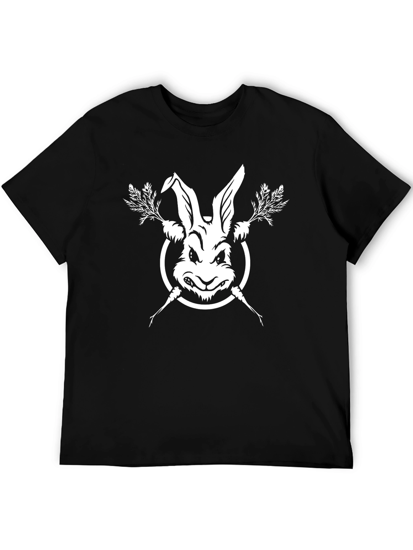 Rabbit & Carrots Black T-Shirt - Edgy Graphic Tee