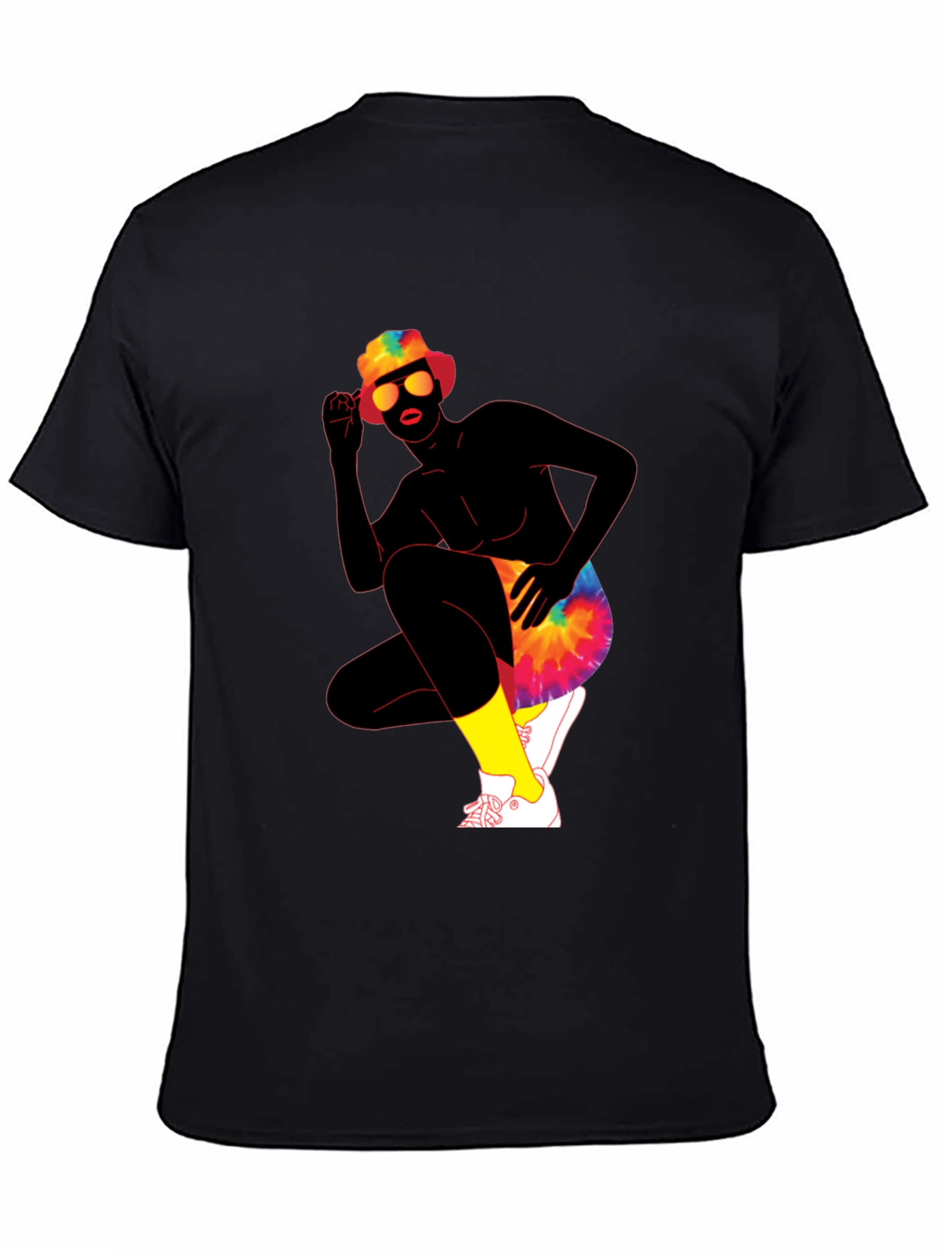 Retro Tie-Dye Graphic Print Crew Neck Tee