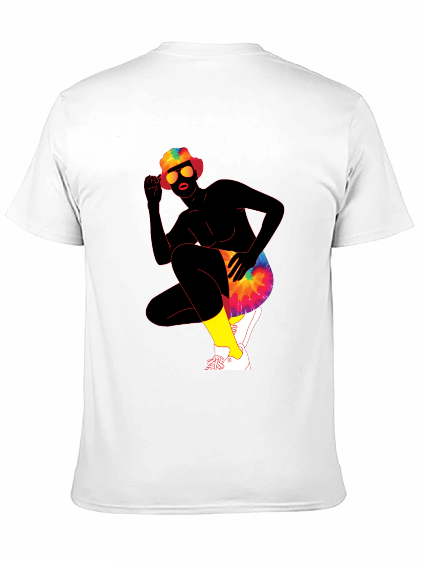 Retro Tie-Dye Graphic Print Crew Neck Tee