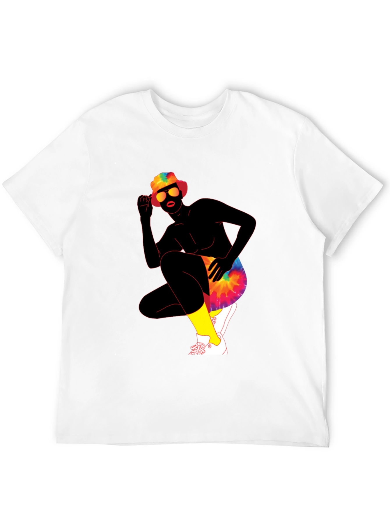 Retro Tie-Dye Graphic Print Crew Neck Tee