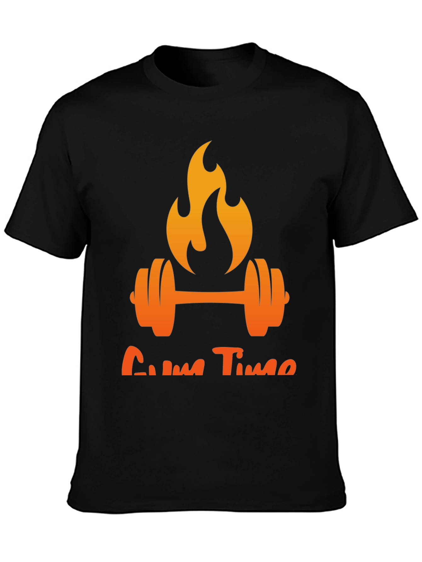 Gym Time T-Shirt - Flaming Barbell Design