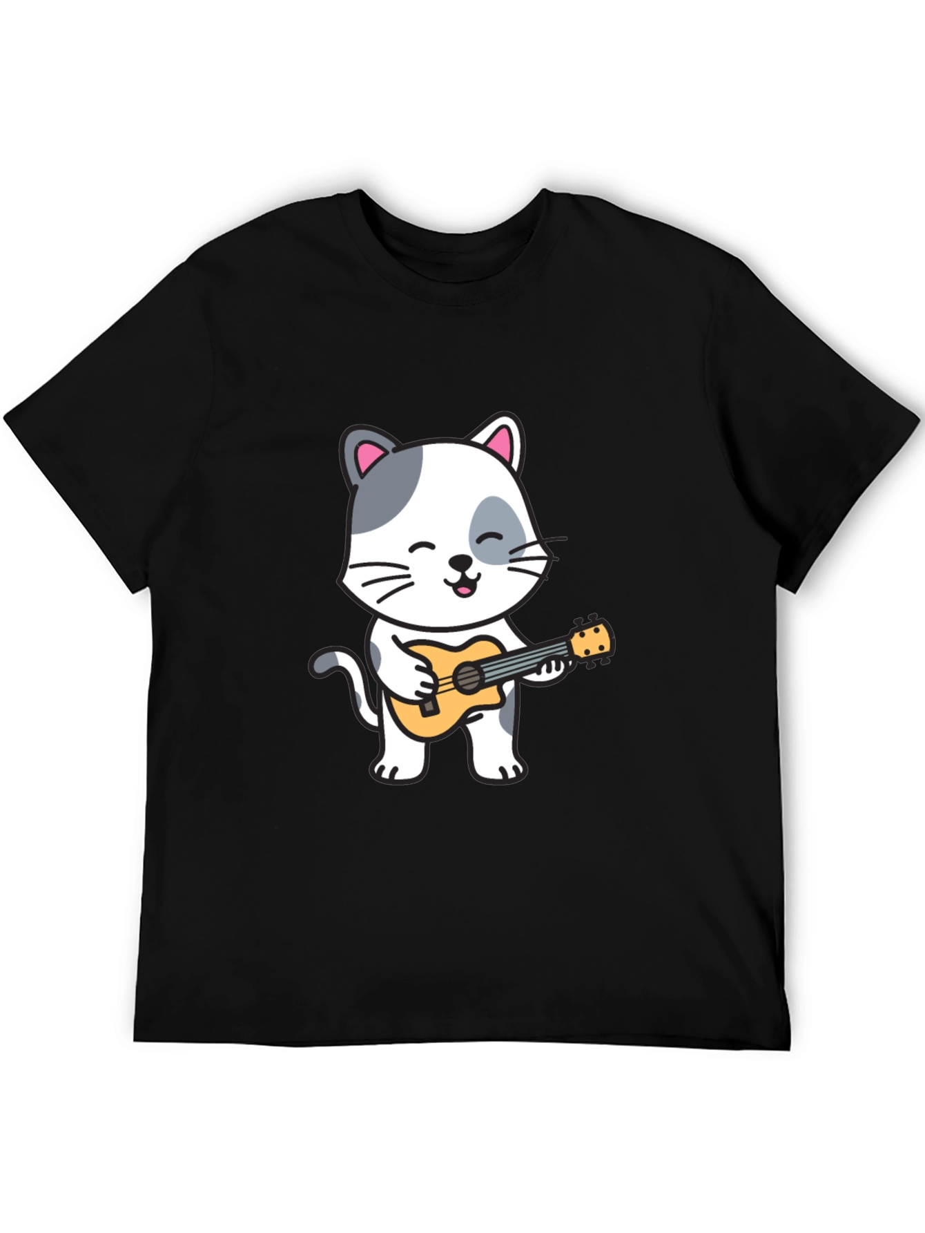 Cat Playing Ukulele Graphic T-Shirt
