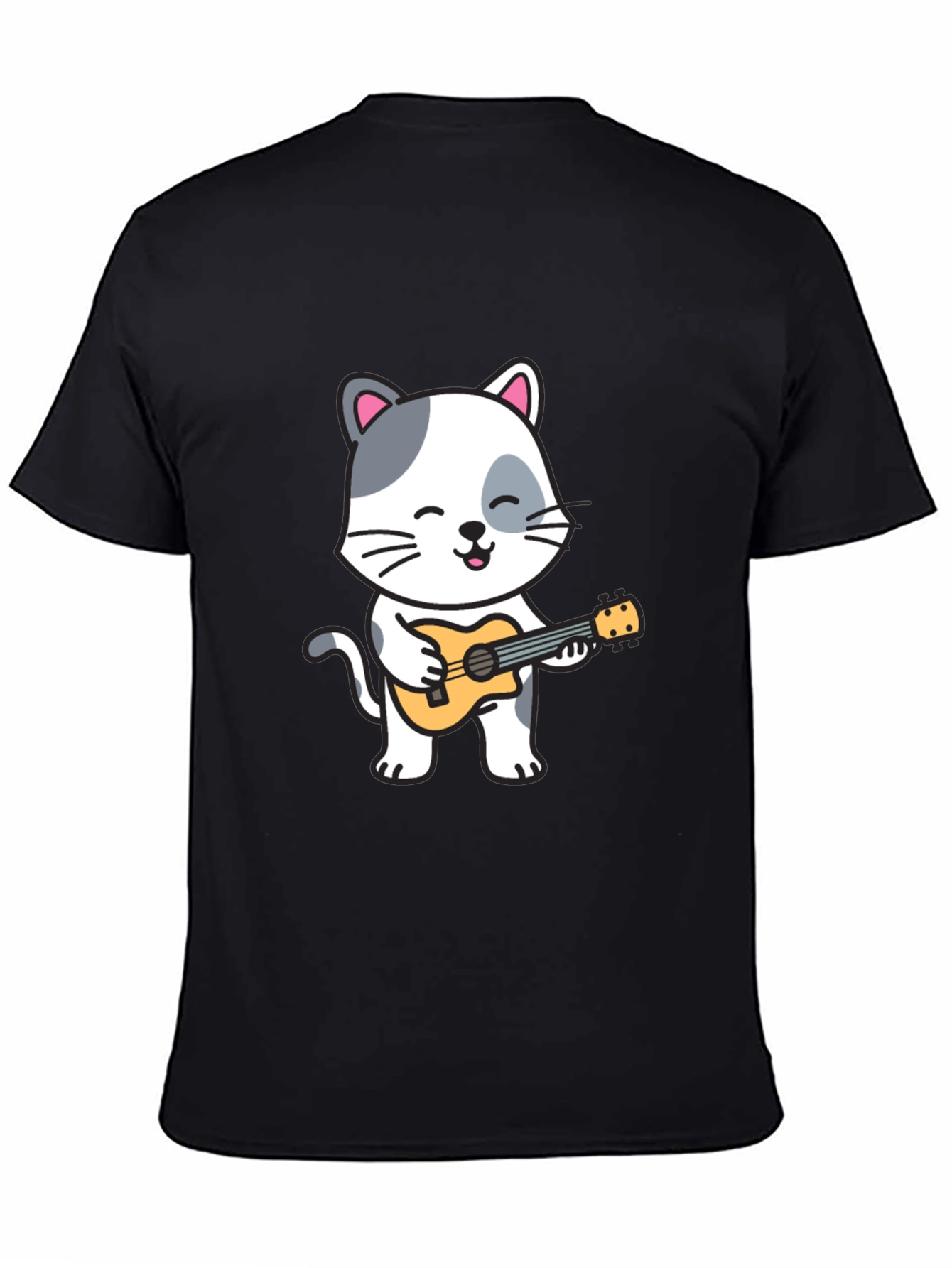 Cat Playing Ukulele Graphic T-Shirt