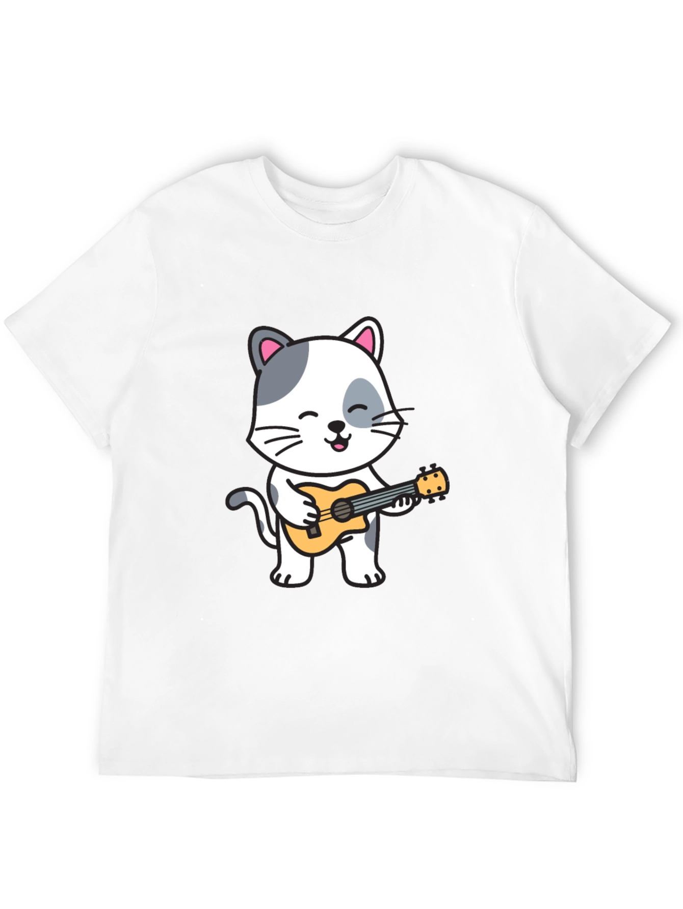 Cat Playing Ukulele Graphic T-Shirt