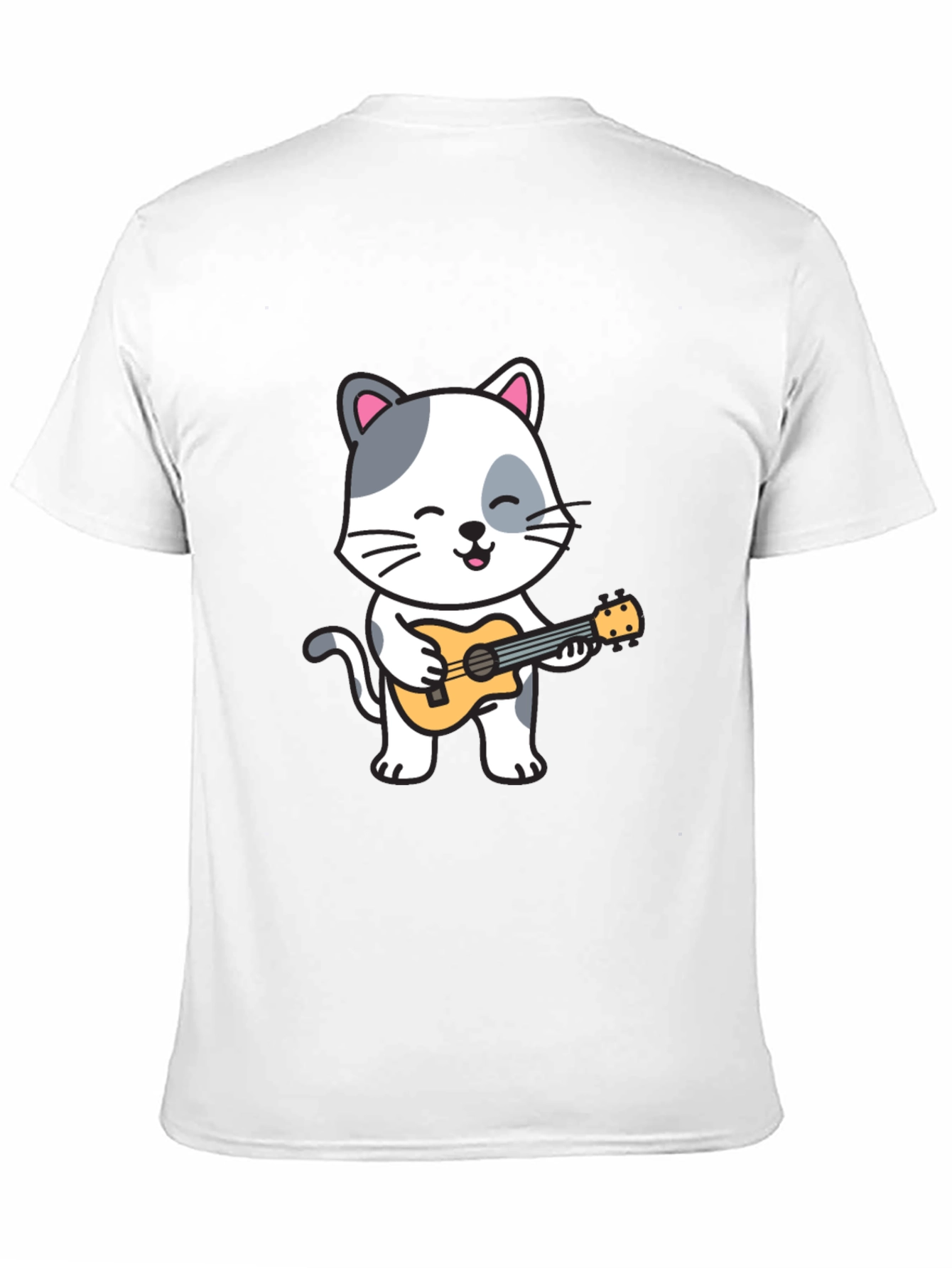 Cat Playing Ukulele Graphic T-Shirt