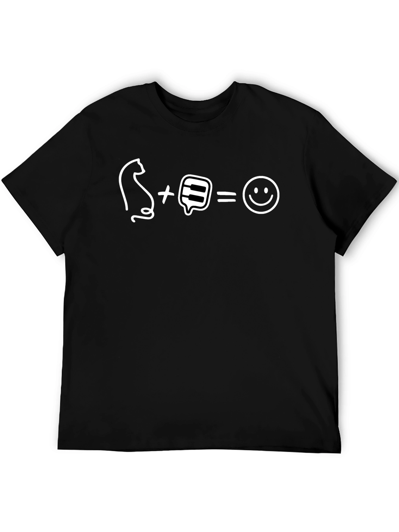 Cat Piano Equals Happy Face Funny T-Shirt