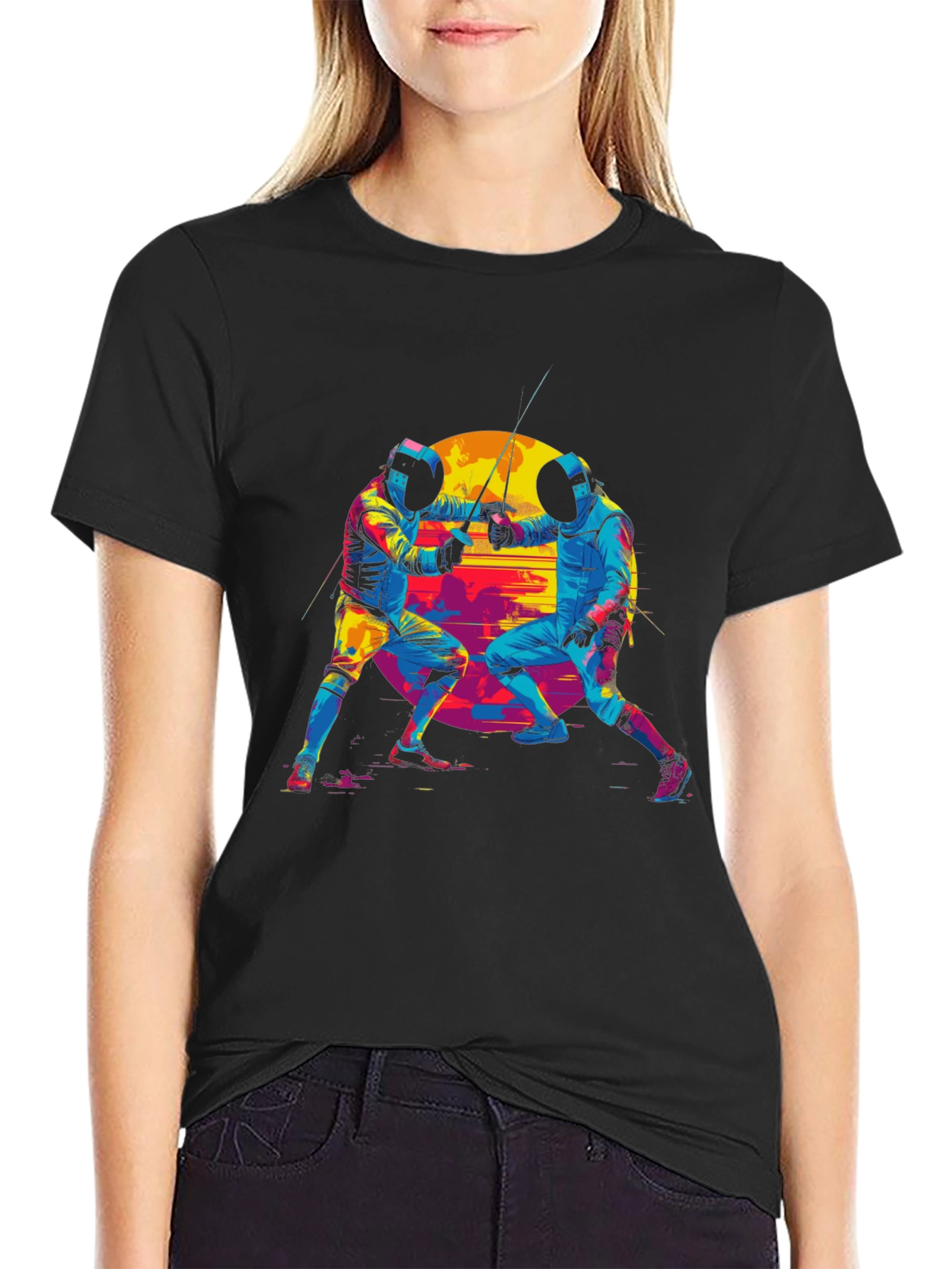 Fencing Duel Graphic Tee - Black