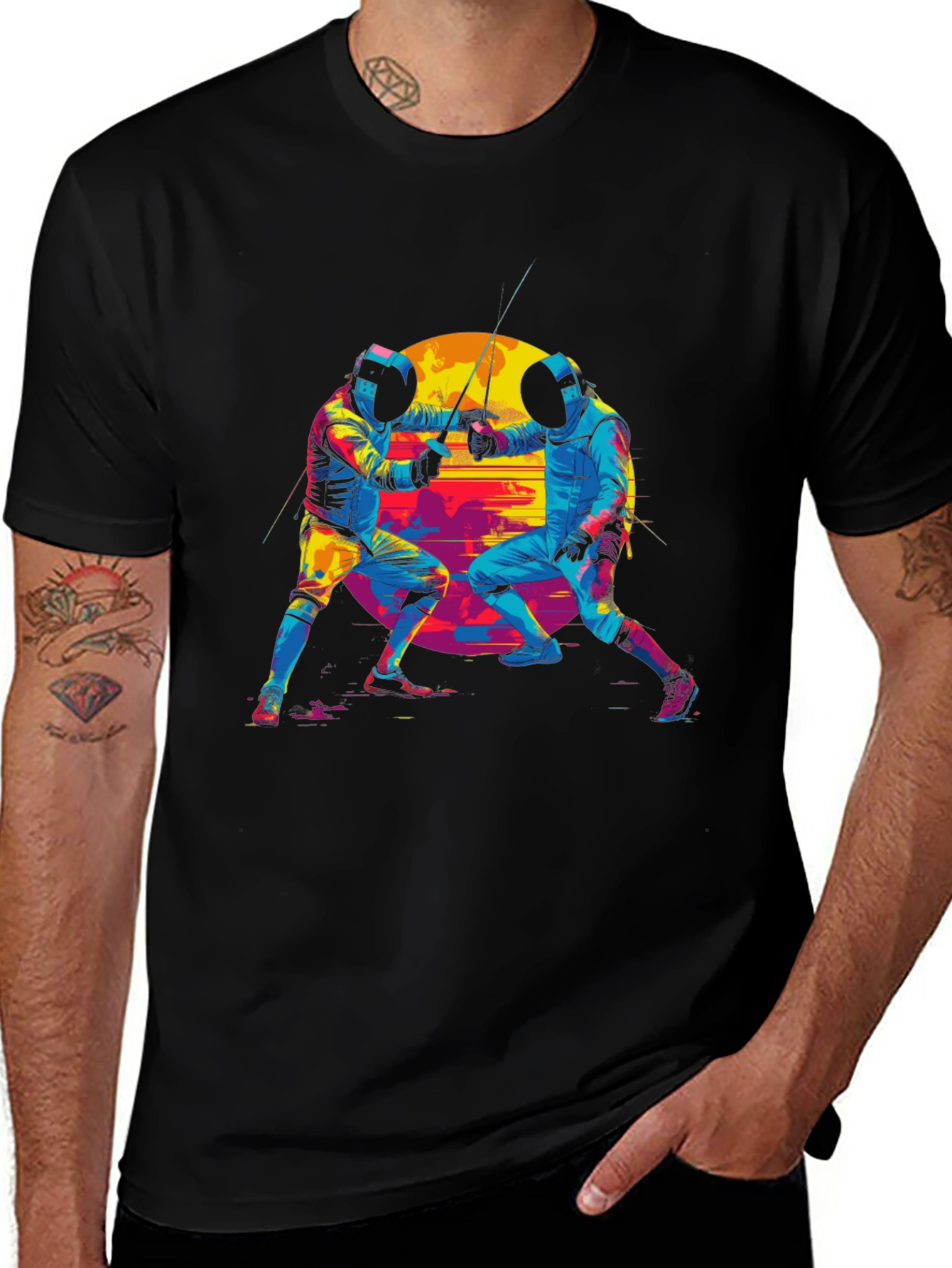 Fencing Duel Graphic Tee - Black
