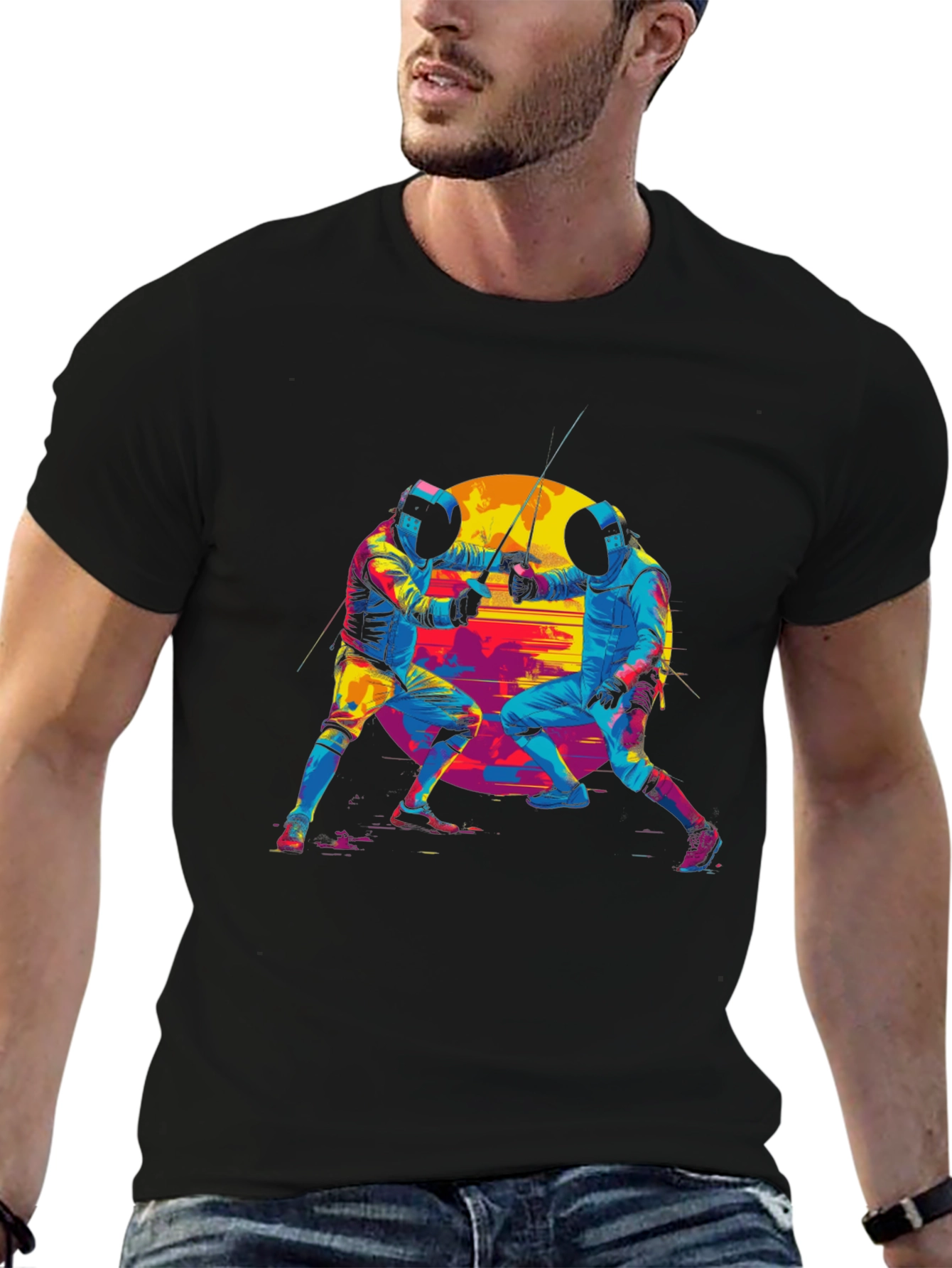 Fencing Duel Graphic Tee - Black