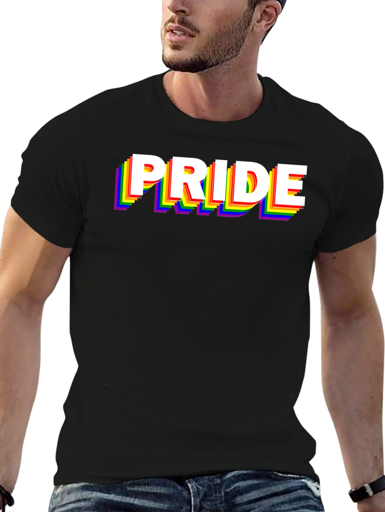 Pride Rainbow Graphic Black T-Shirt