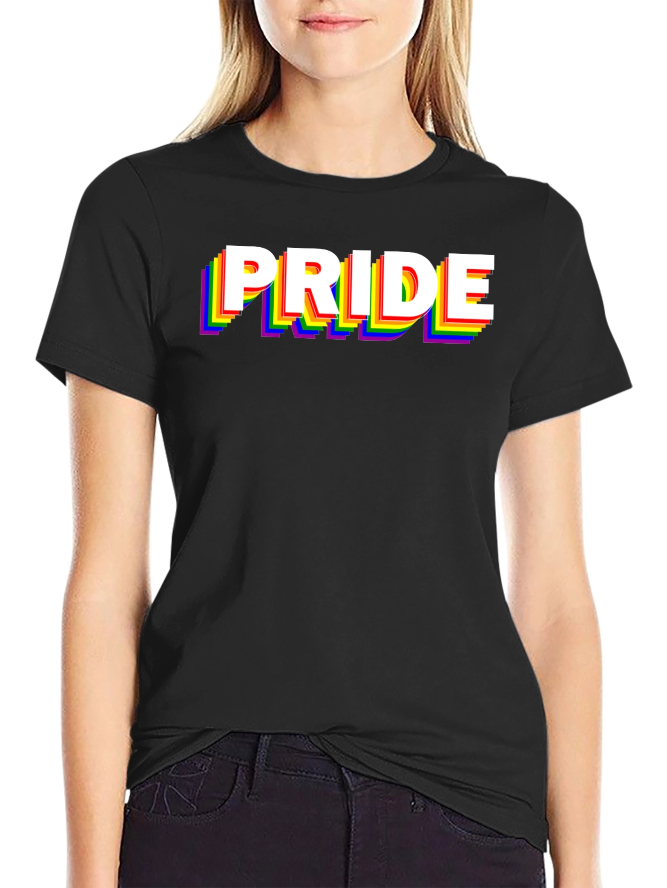Pride Rainbow Graphic Black T-Shirt