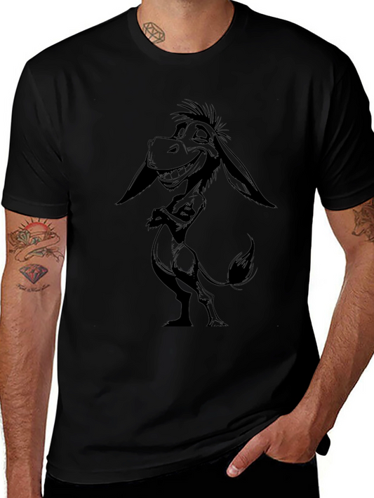 Donkey Graphic Tee - Cartoon Animal Black T-Shirt