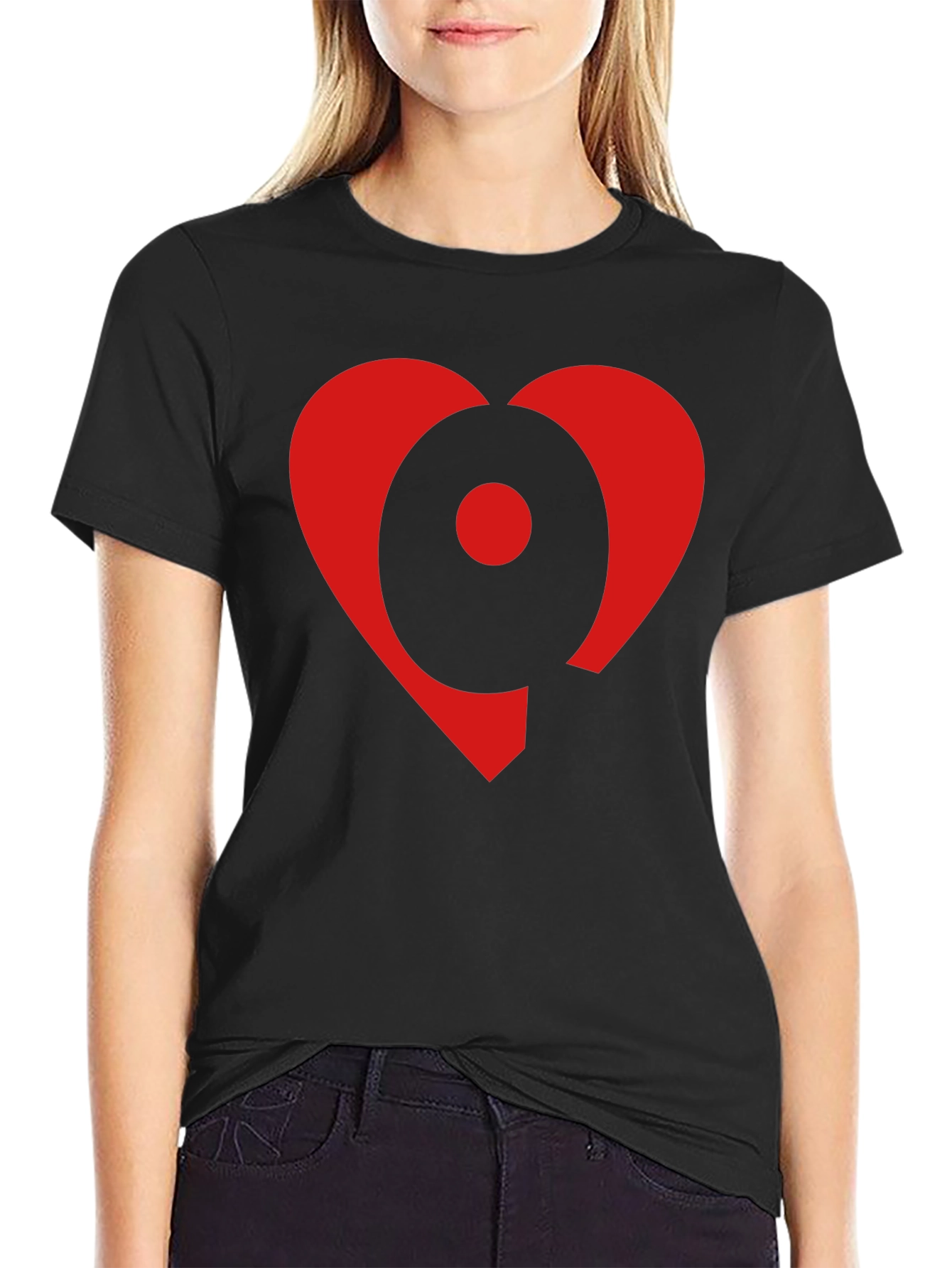 Heart Circle Graphic Black T-Shirt