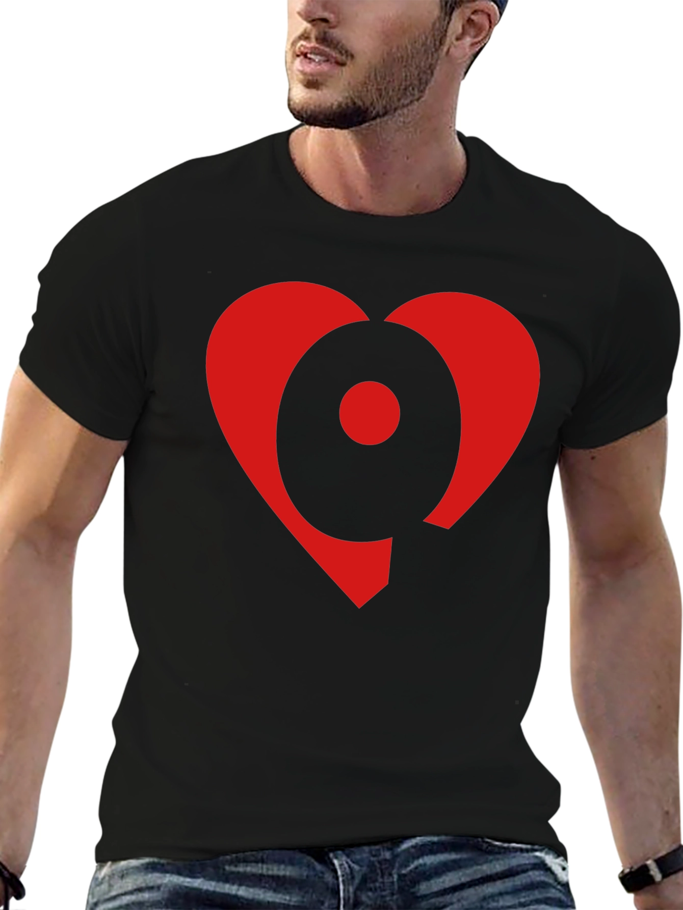 Heart Circle Graphic Black T-Shirt
