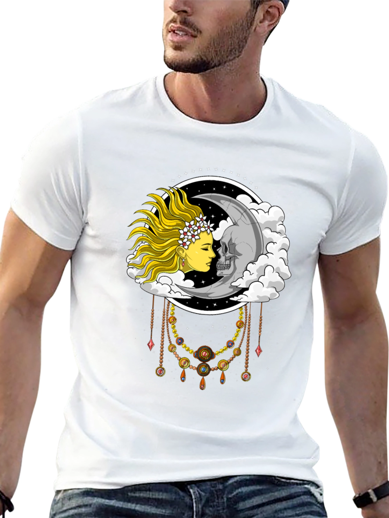 Sun & Moon Face T-Shirt - Dreamy Graphic Tee