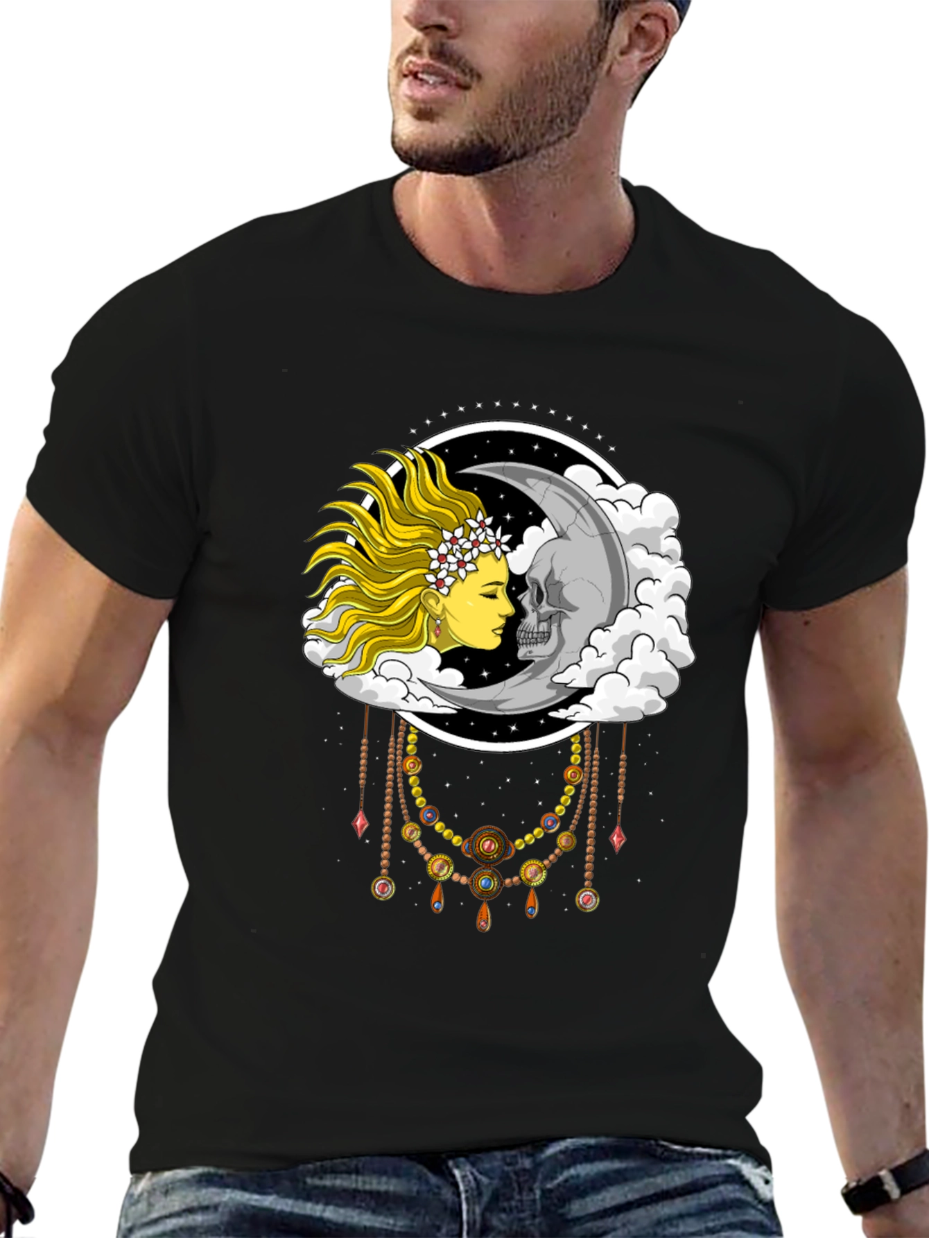 Sun & Moon Face T-Shirt - Dreamy Graphic Tee