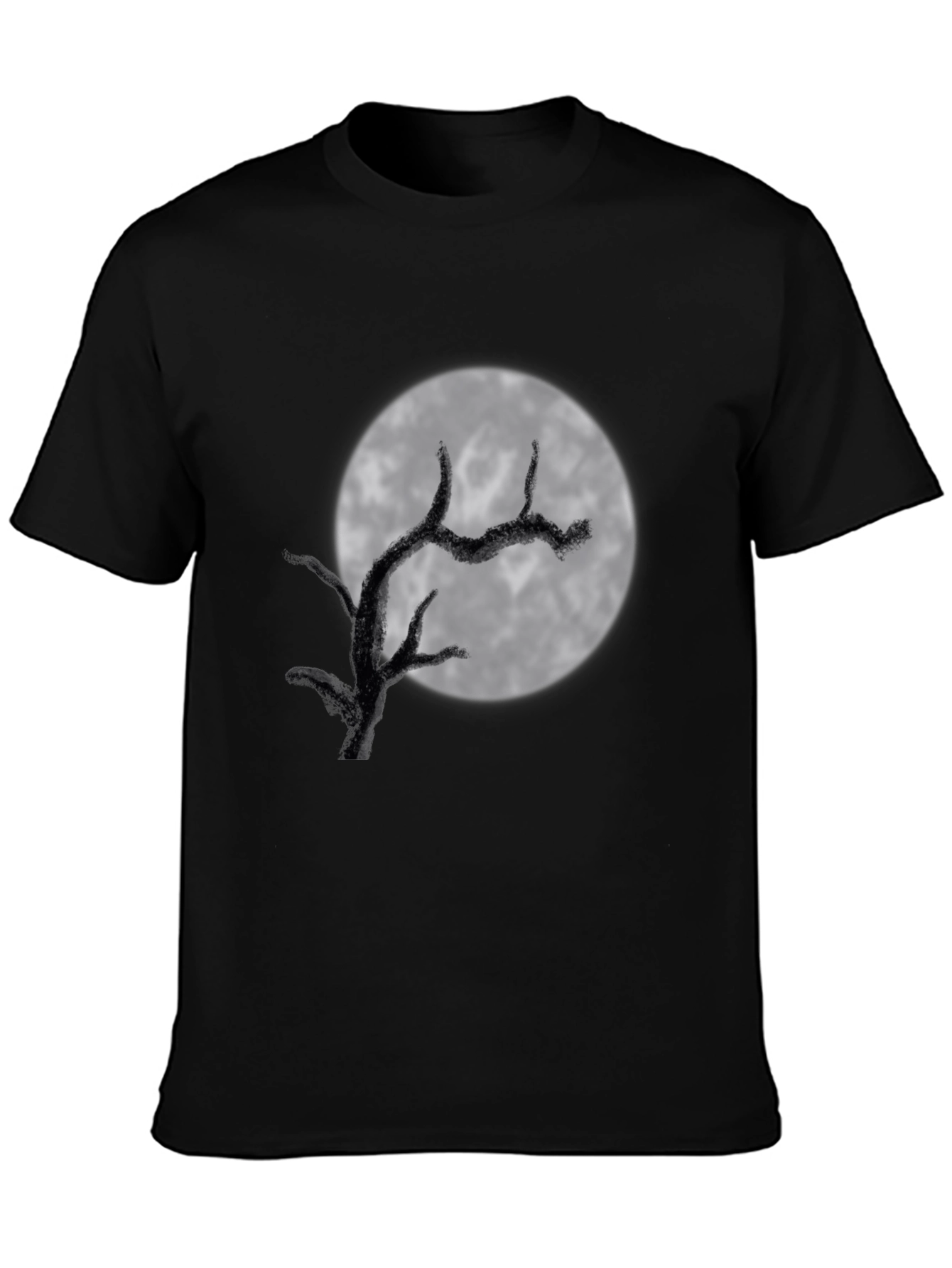 Mens Black Moonlit Tree Graphic Tee