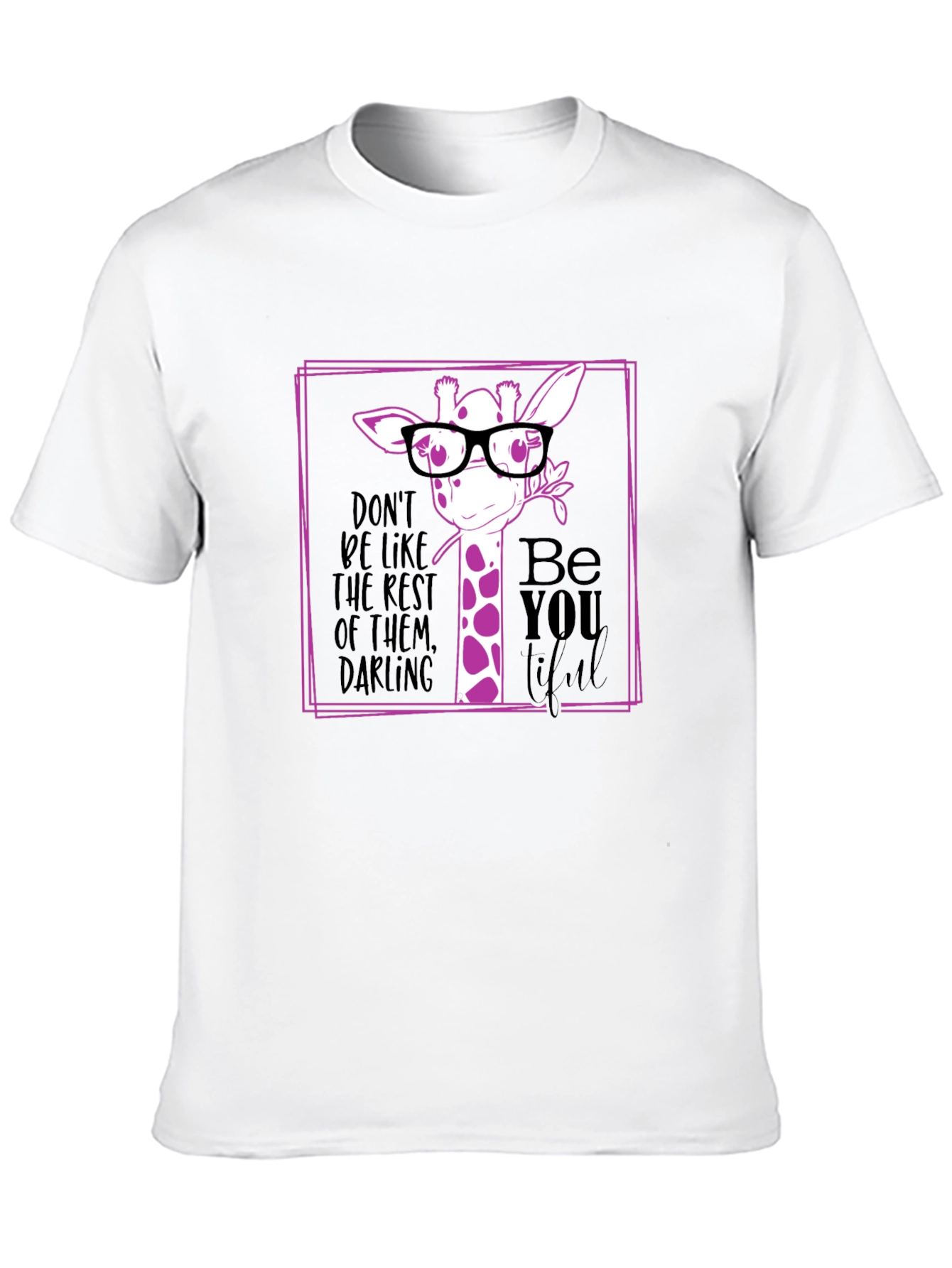 Giraffe with Glasses Graphic Black T-Shirt
