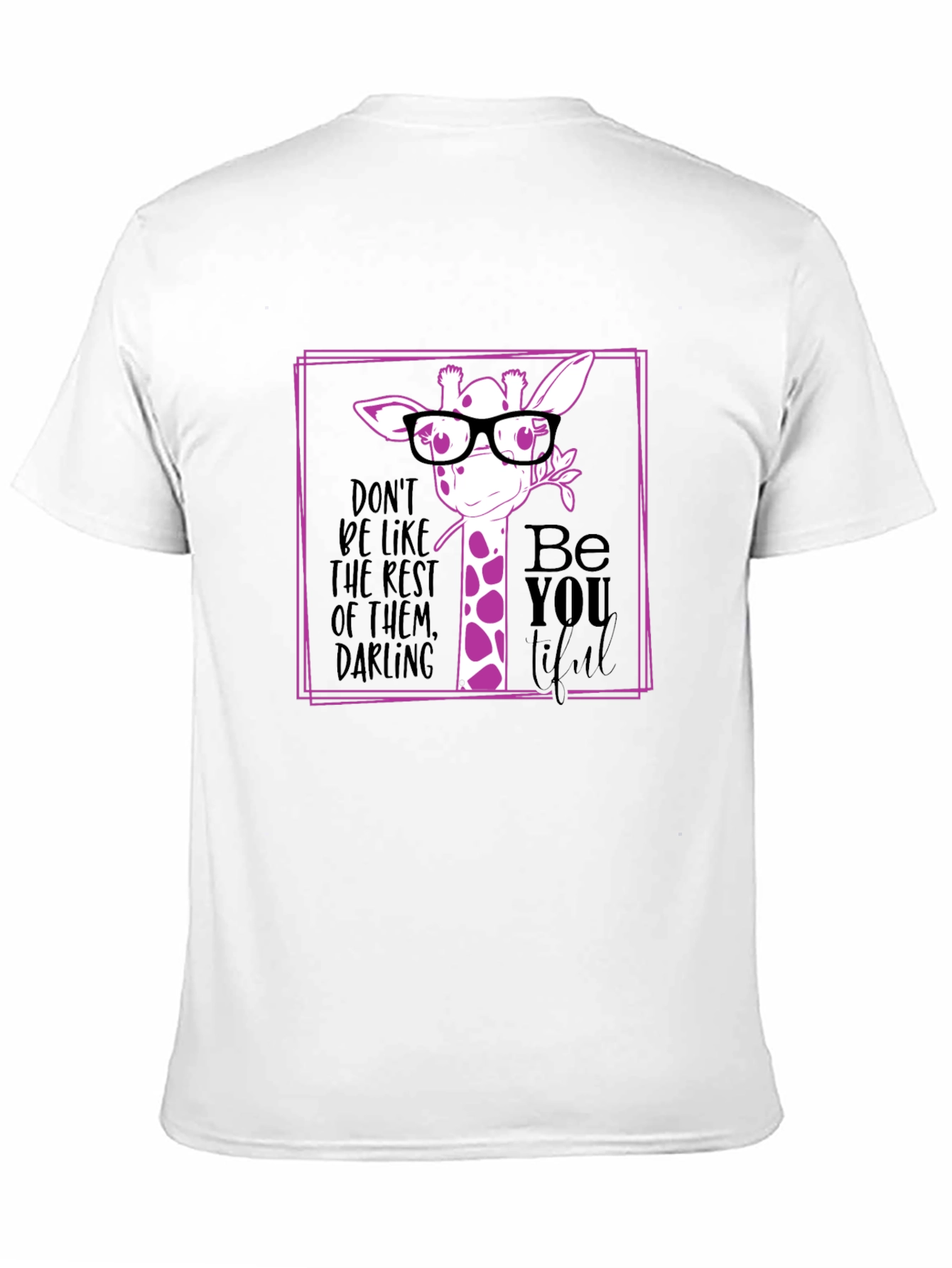 Giraffe with Glasses Graphic Black T-Shirt