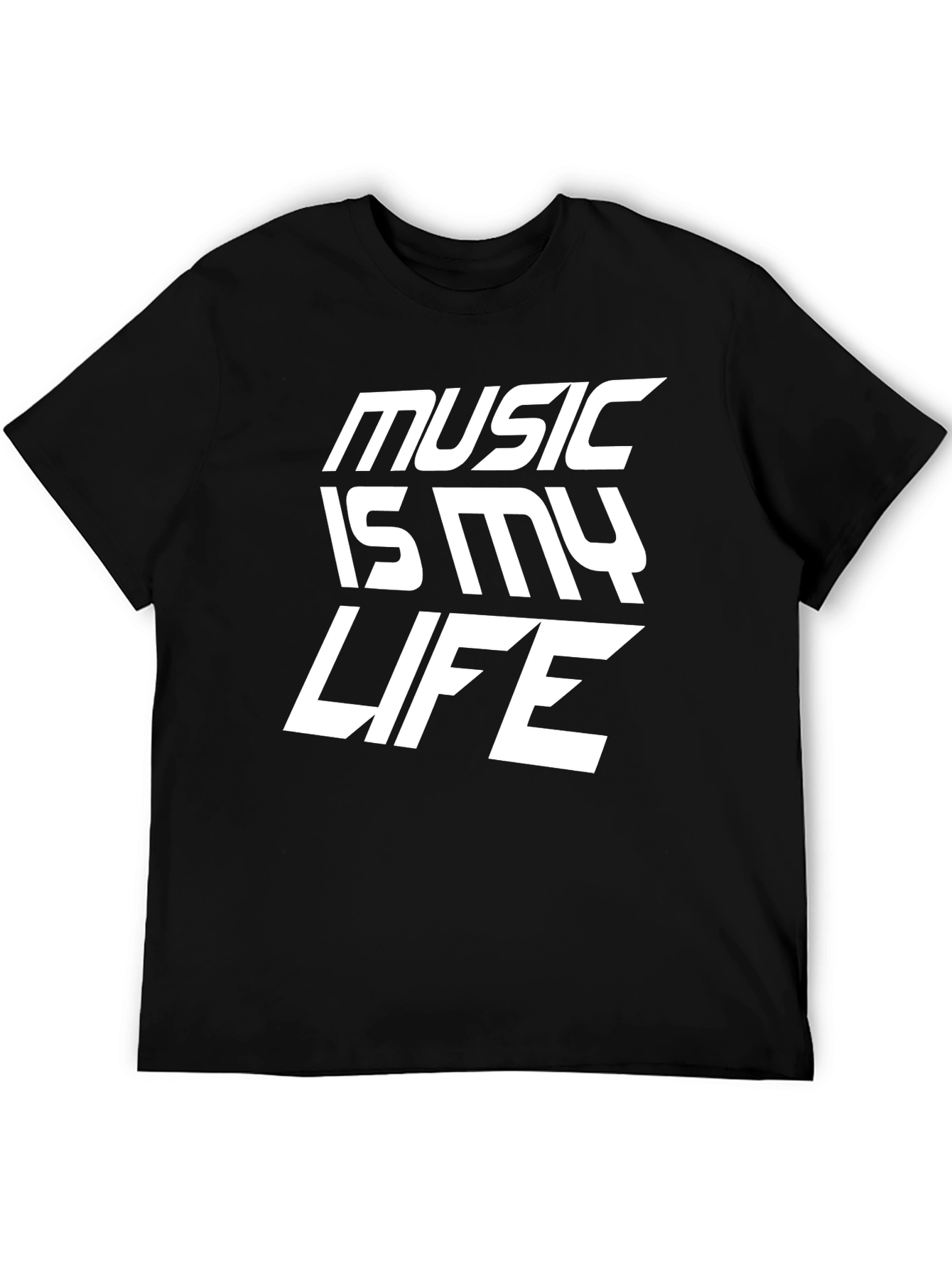Music is My Life Black Graphic T-Shirt
