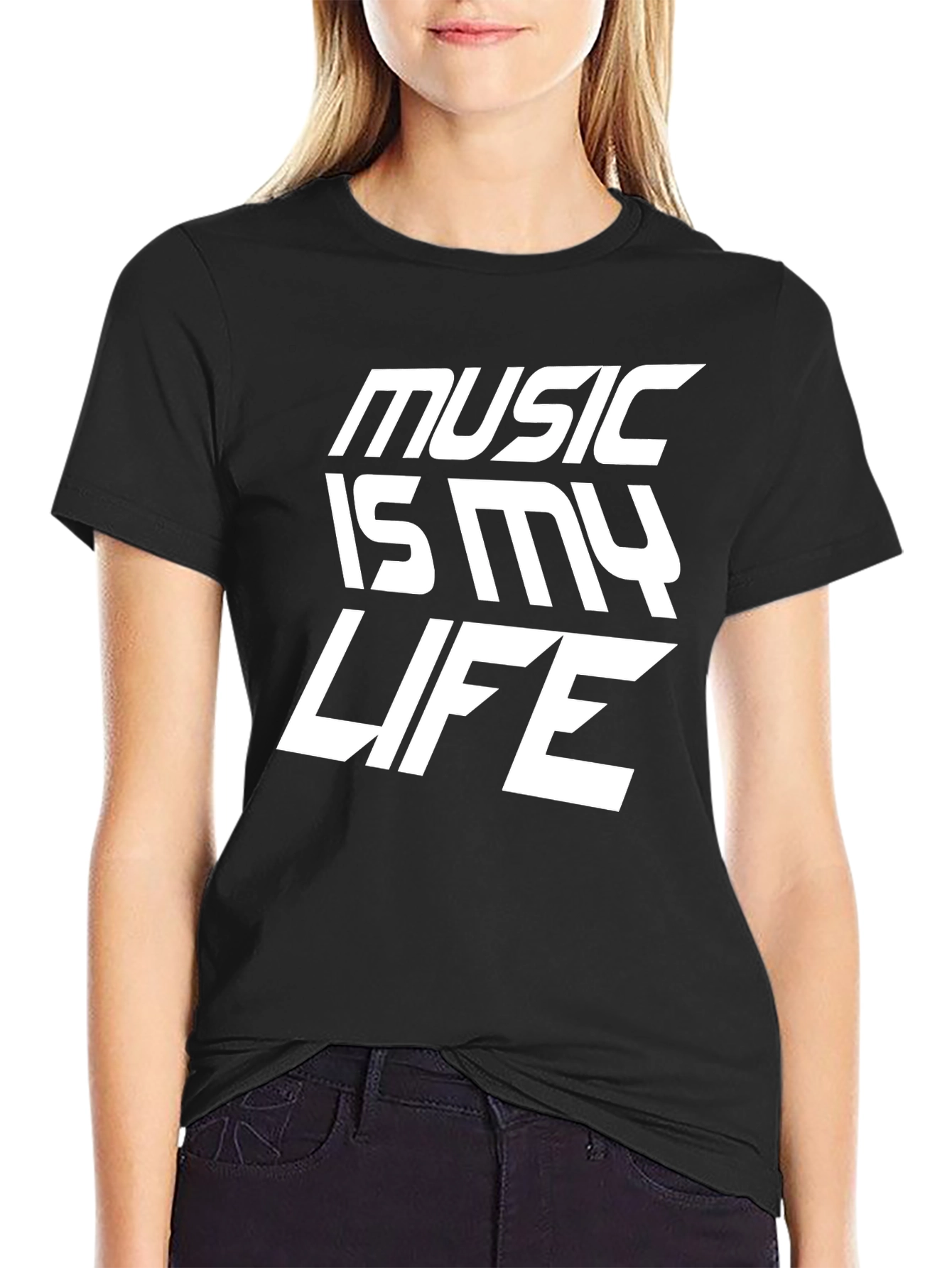 Music is My Life Black Graphic T-Shirt