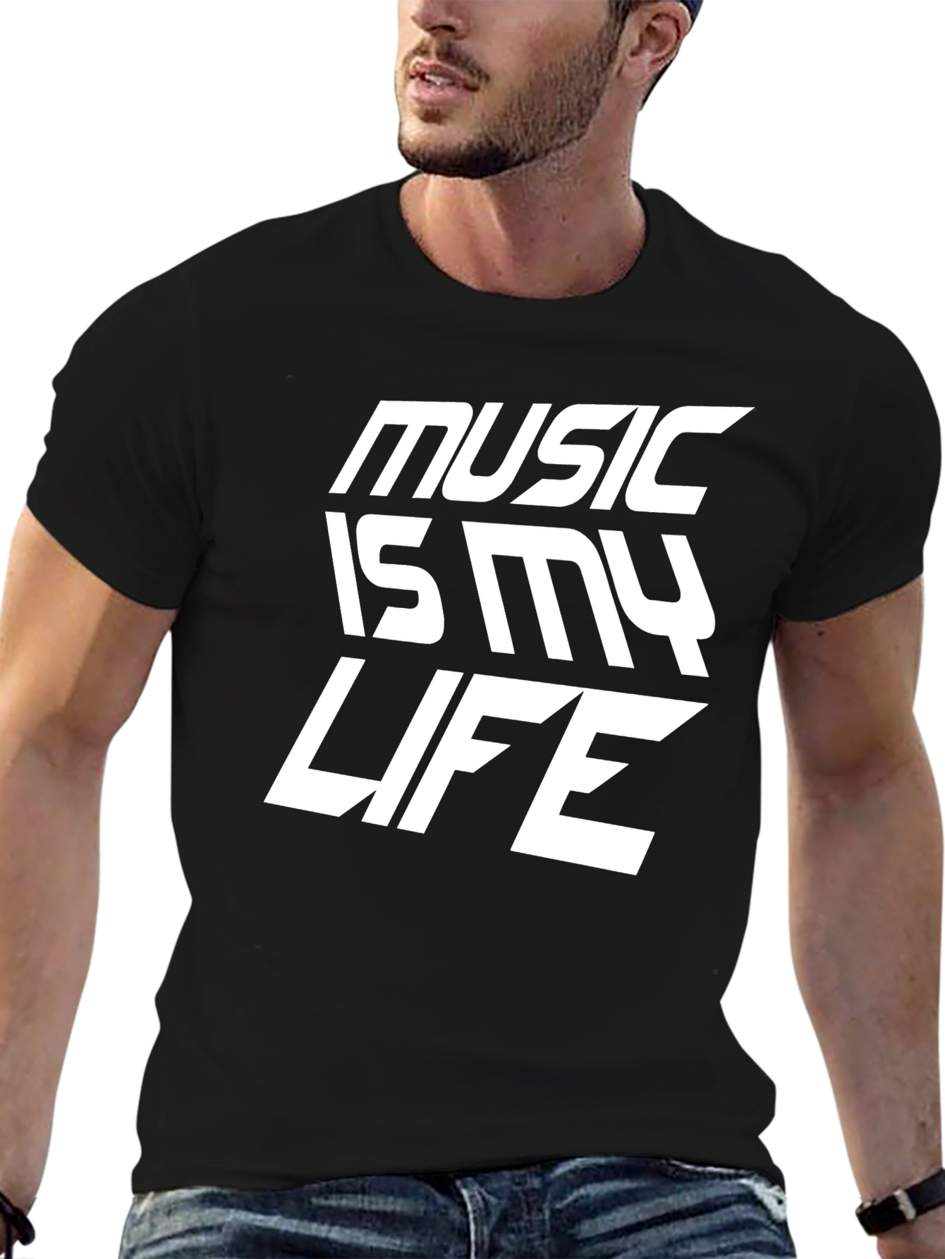 Music is My Life Black Graphic T-Shirt
