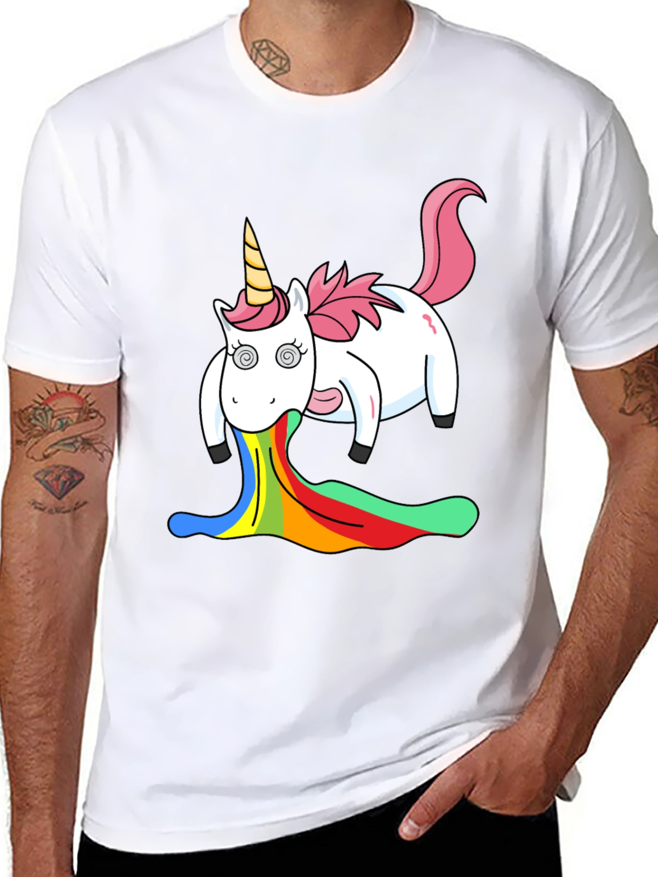 Funny Unicorn Rainbow Vomit Graphic Tee