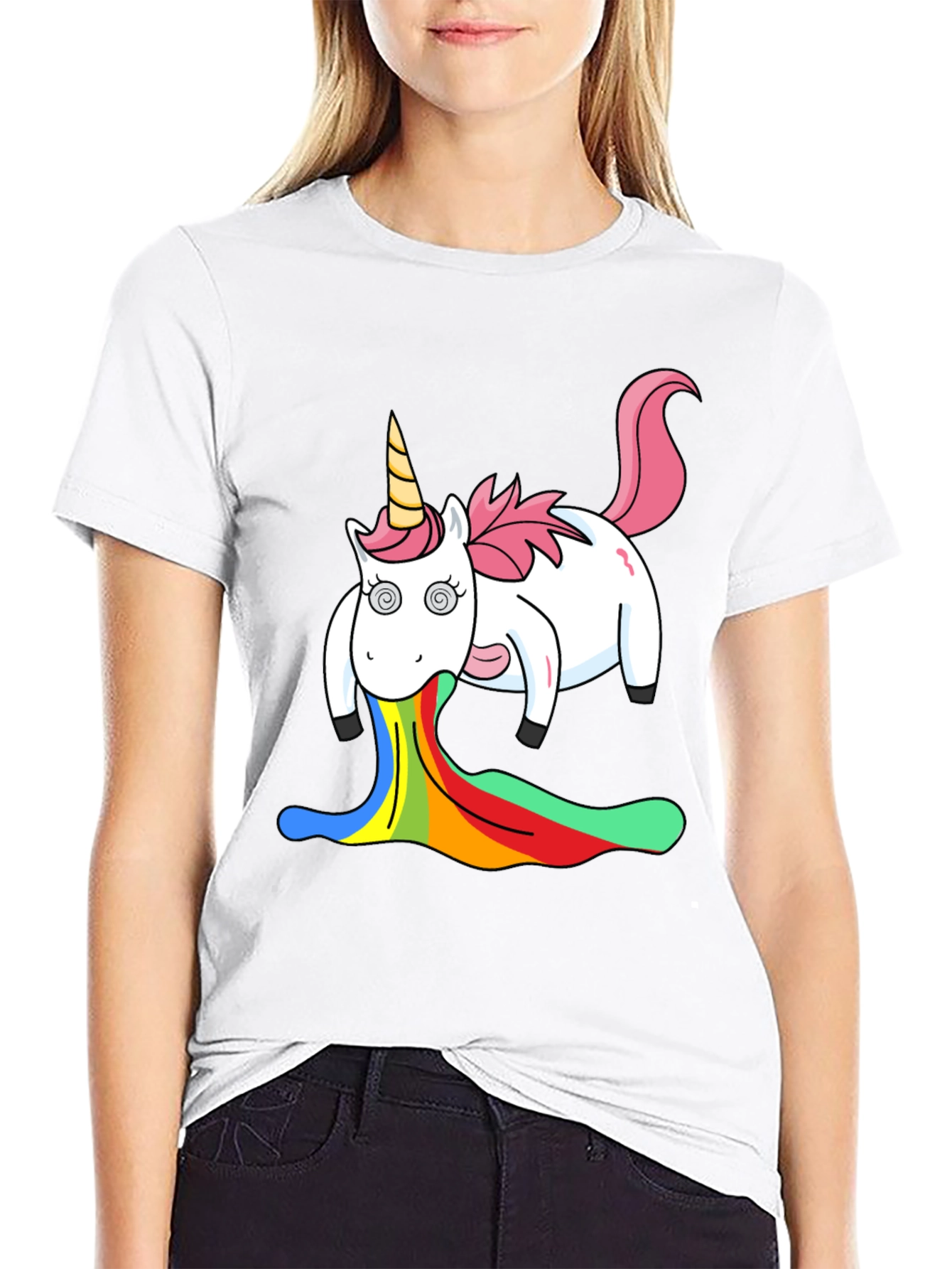 Funny Unicorn Rainbow Vomit Graphic Tee