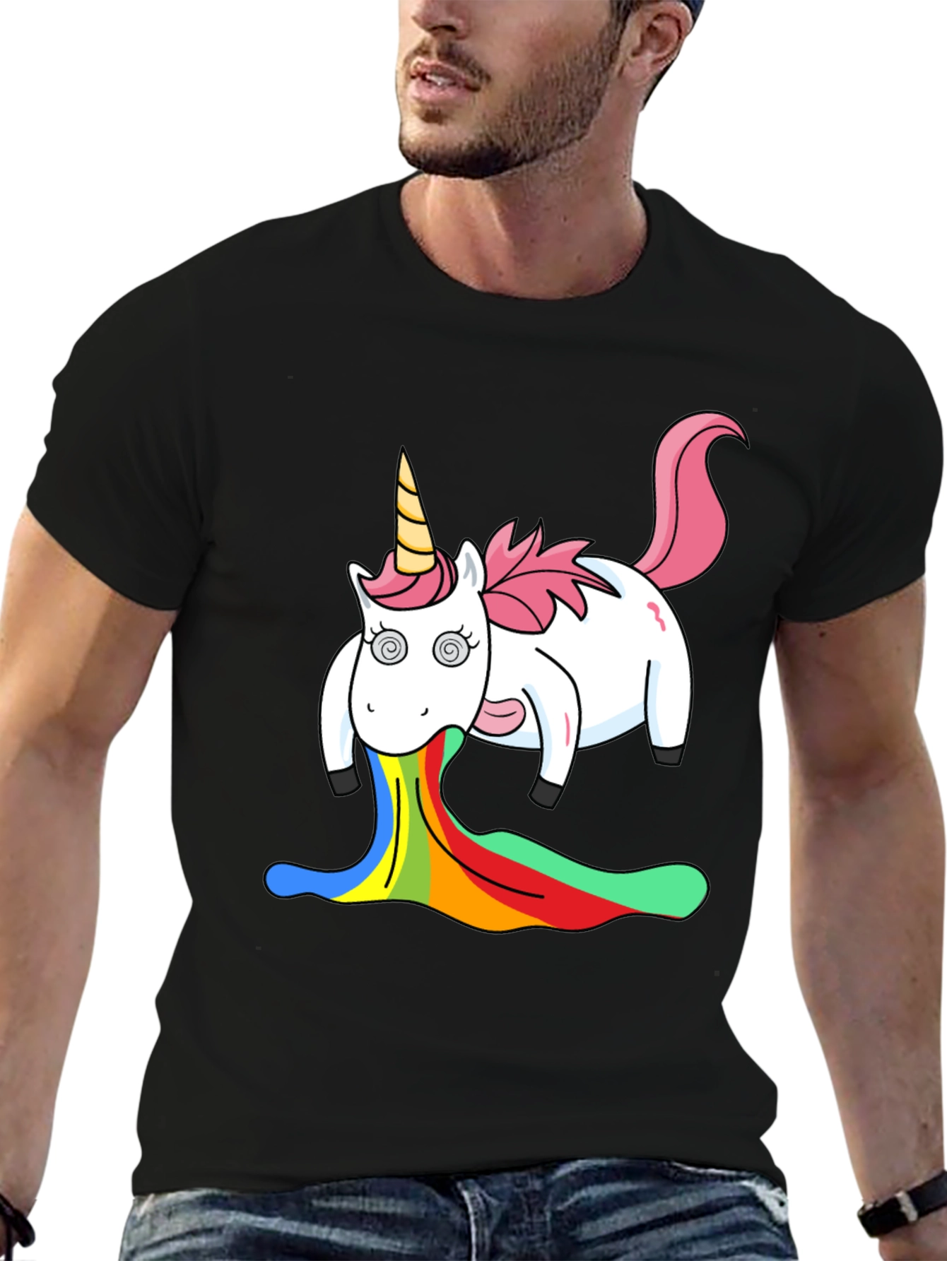 Funny Unicorn Rainbow Vomit Graphic Tee