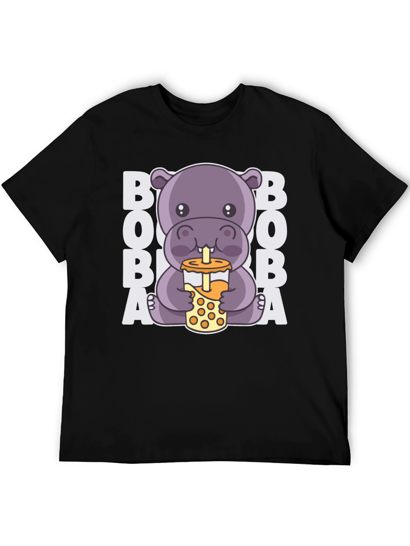 Cute Hippo Boba Tea Graphic T-Shirt