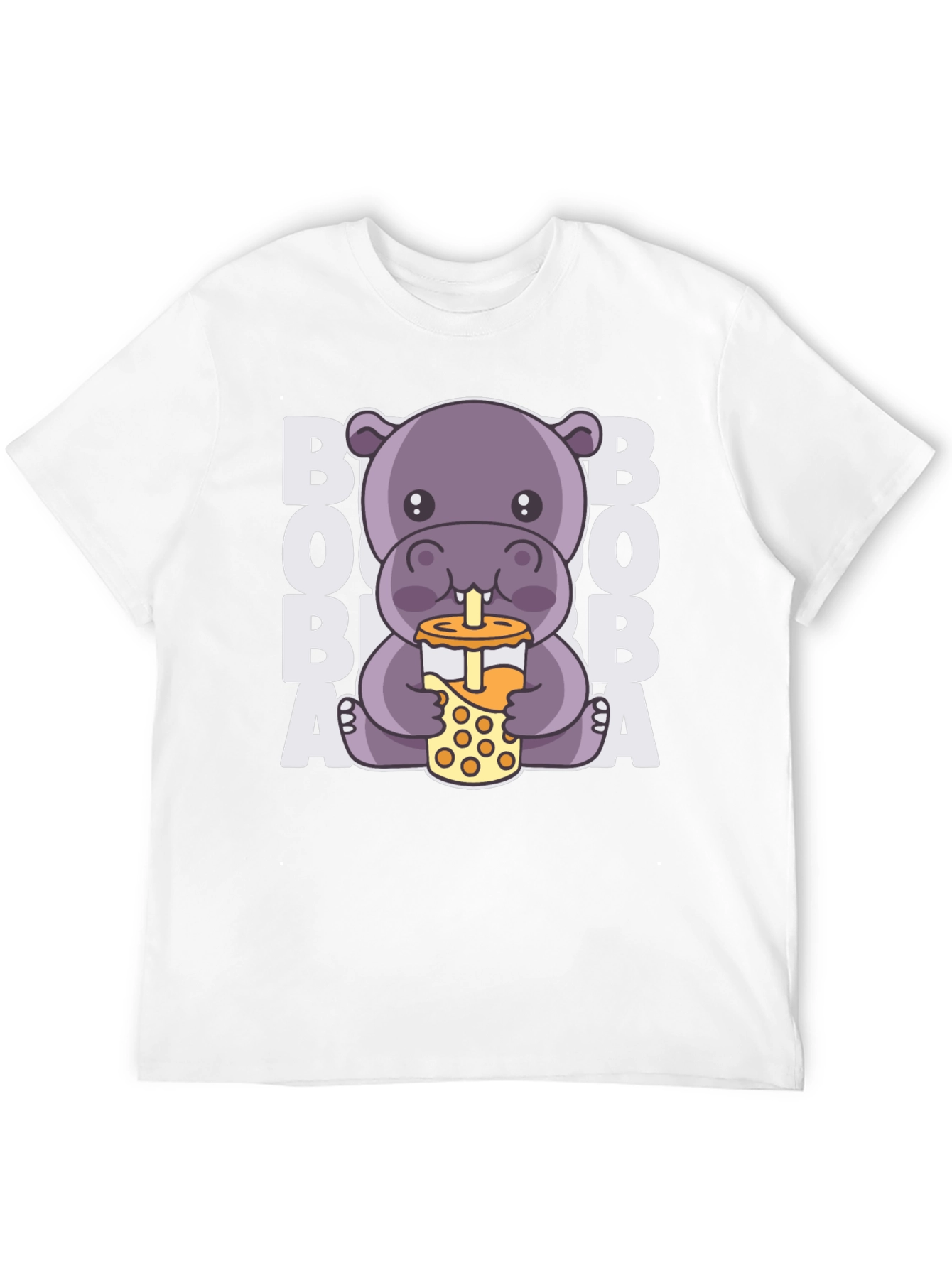 Cute Hippo Boba Tea Graphic T-Shirt