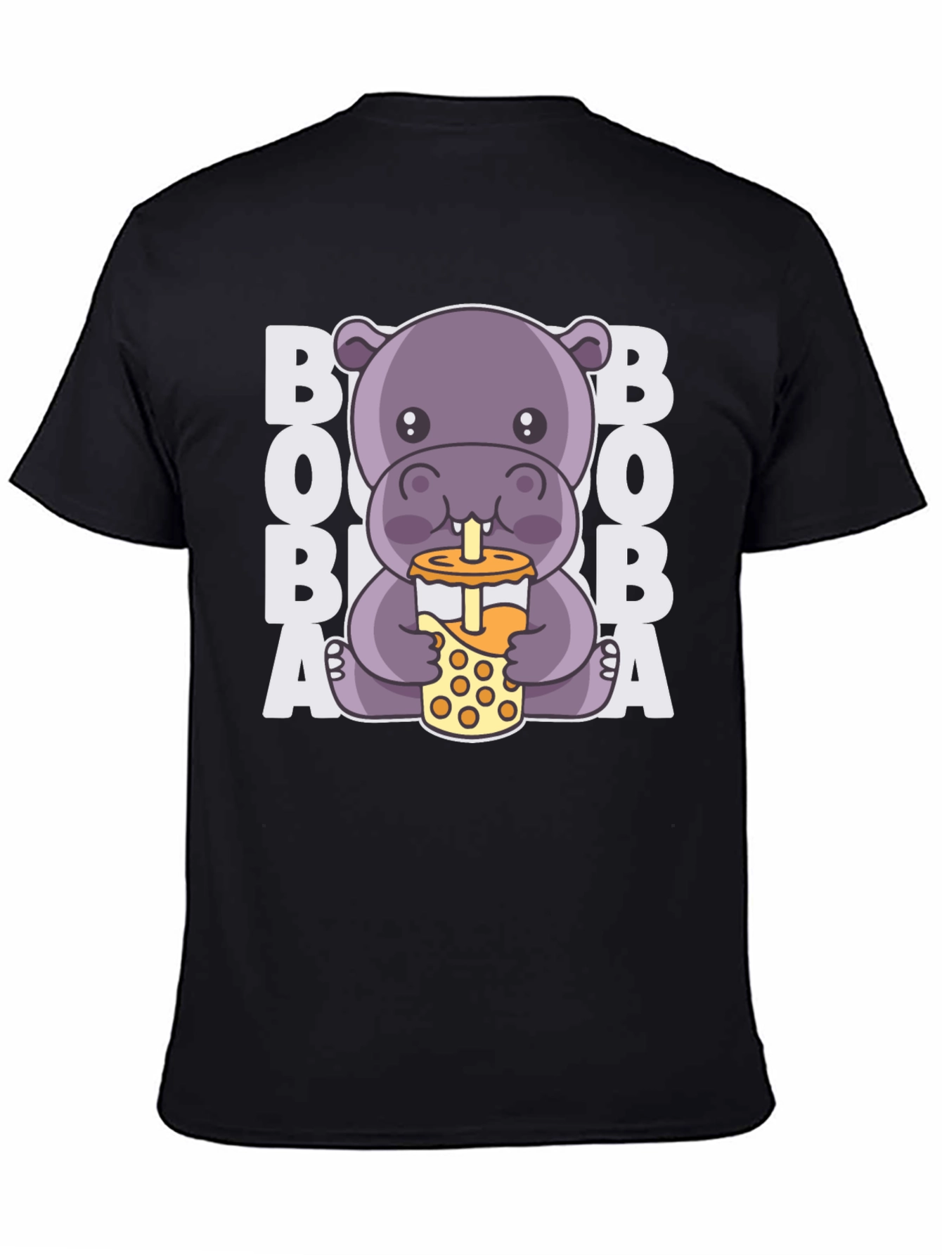 Cute Hippo Boba Tea Graphic T-Shirt