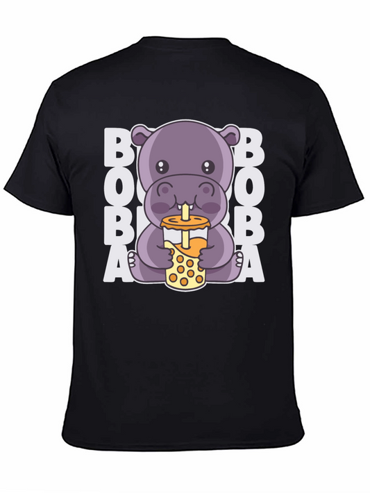 Cute Hippo Boba Tea Graphic T-Shirt