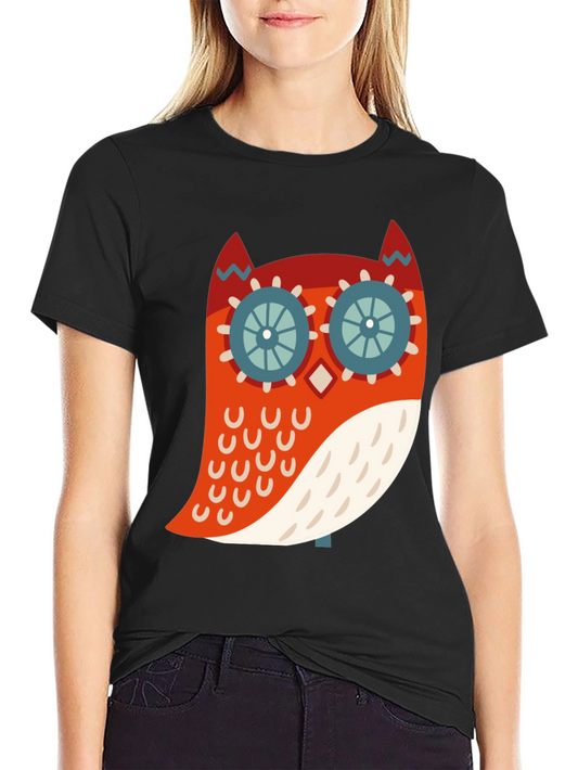 Cool Owl Graphic Print Black T-Shirt