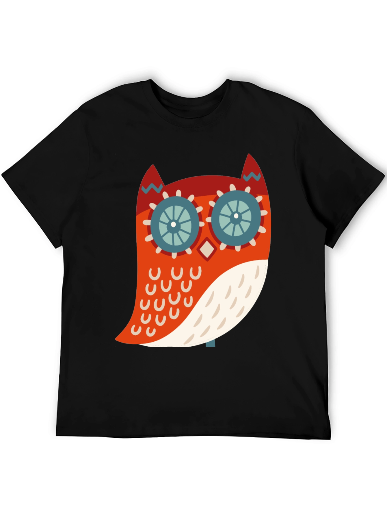 Cool Owl Graphic Print Black T-Shirt