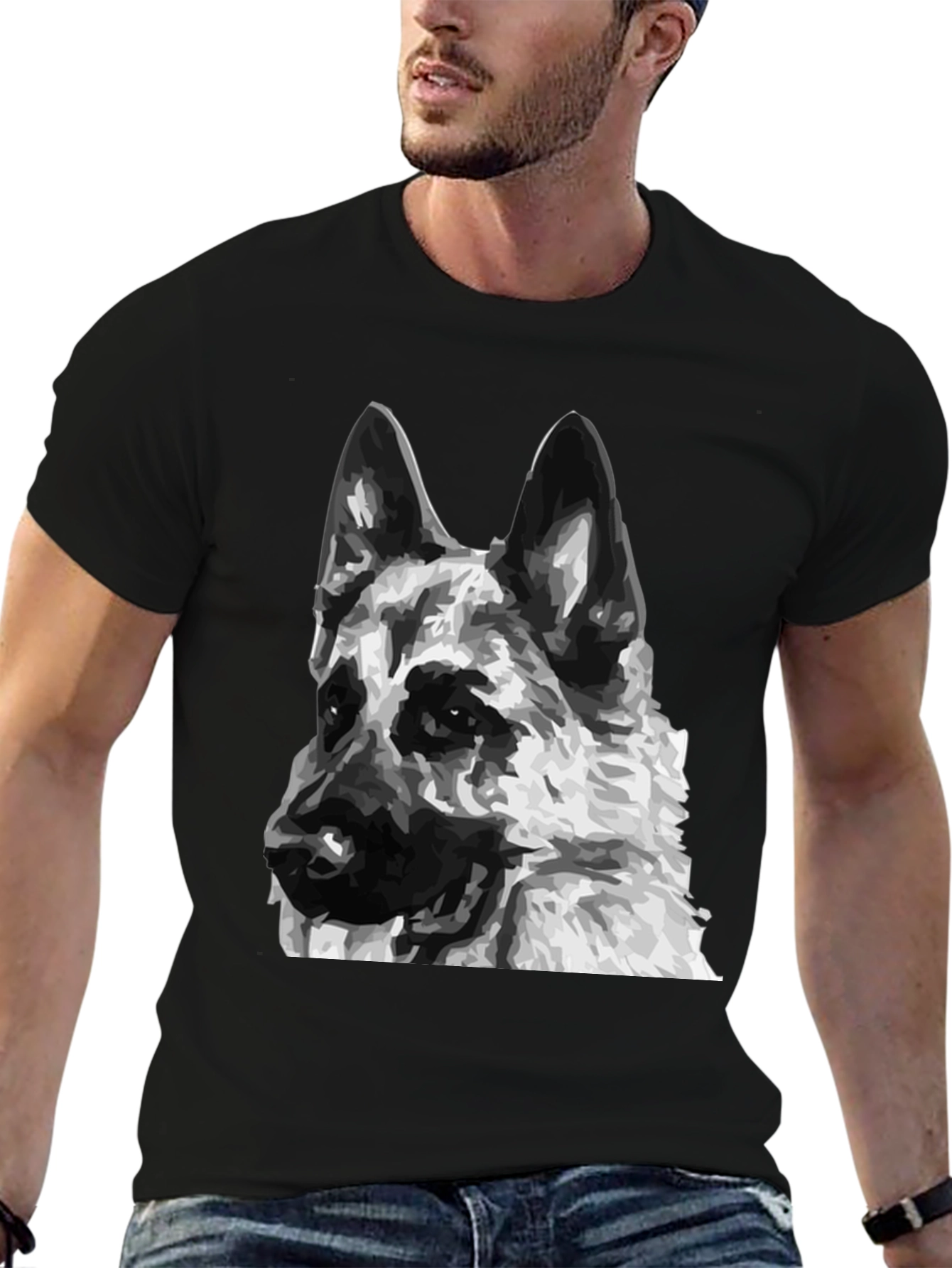 German Shepherd Dog Graphic Tee - Unisex Black T-Shirt