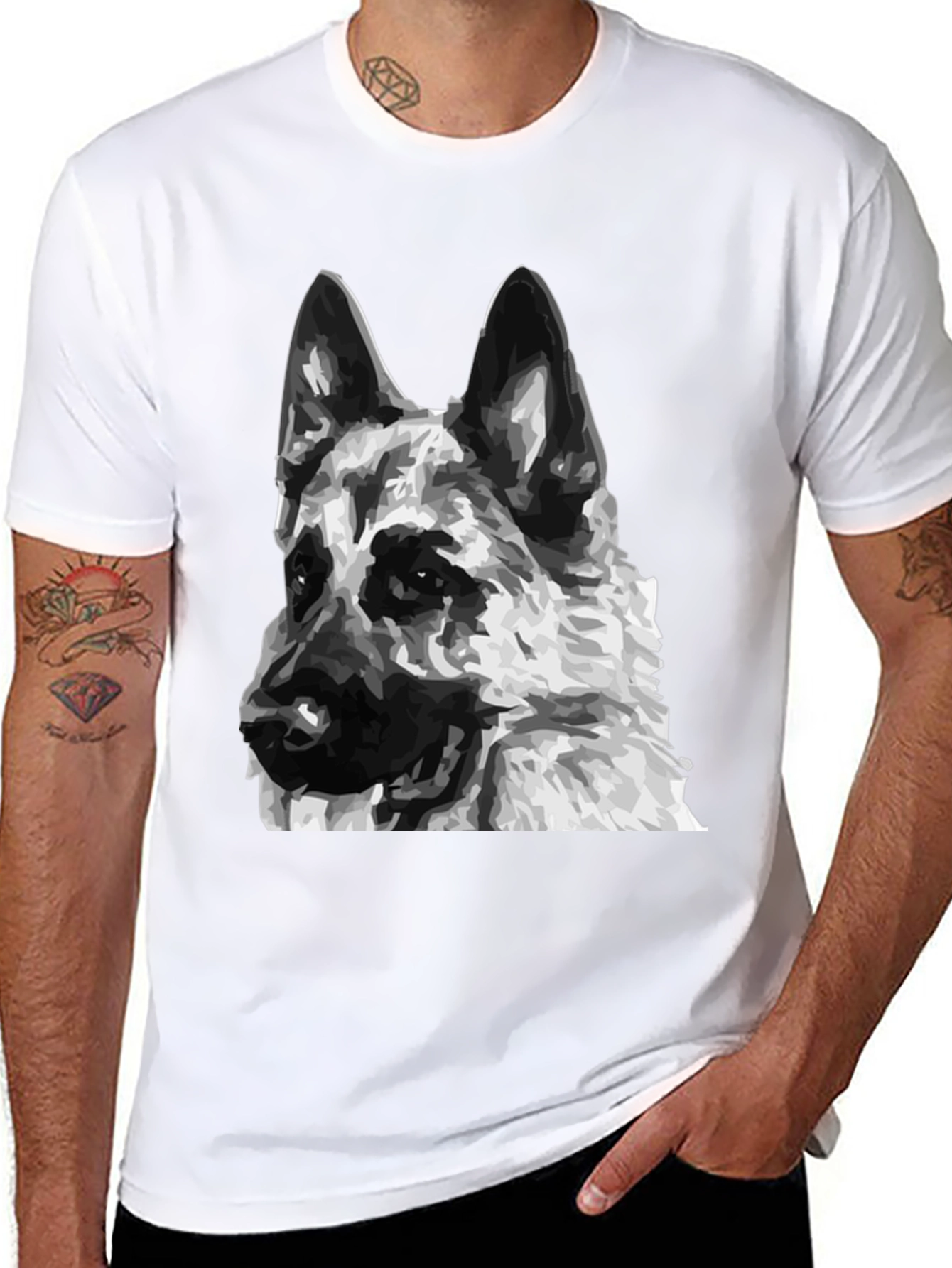 German Shepherd Dog Graphic Tee - Unisex Black T-Shirt