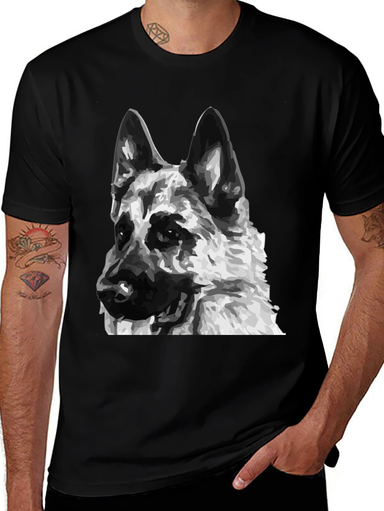German Shepherd Dog Graphic Tee - Unisex Black T-Shirt
