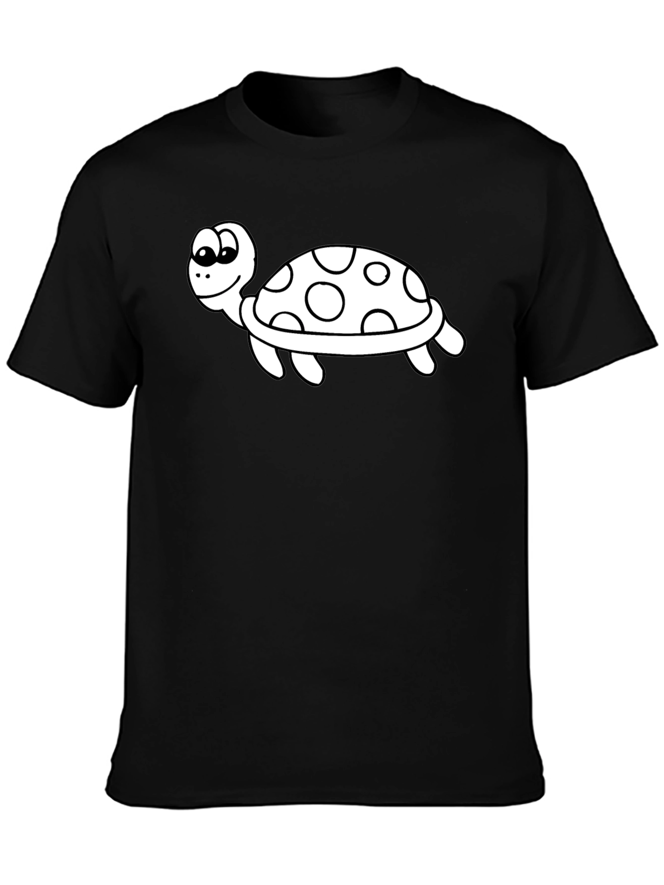 Cartoon Turtle Graphic Tee - Black