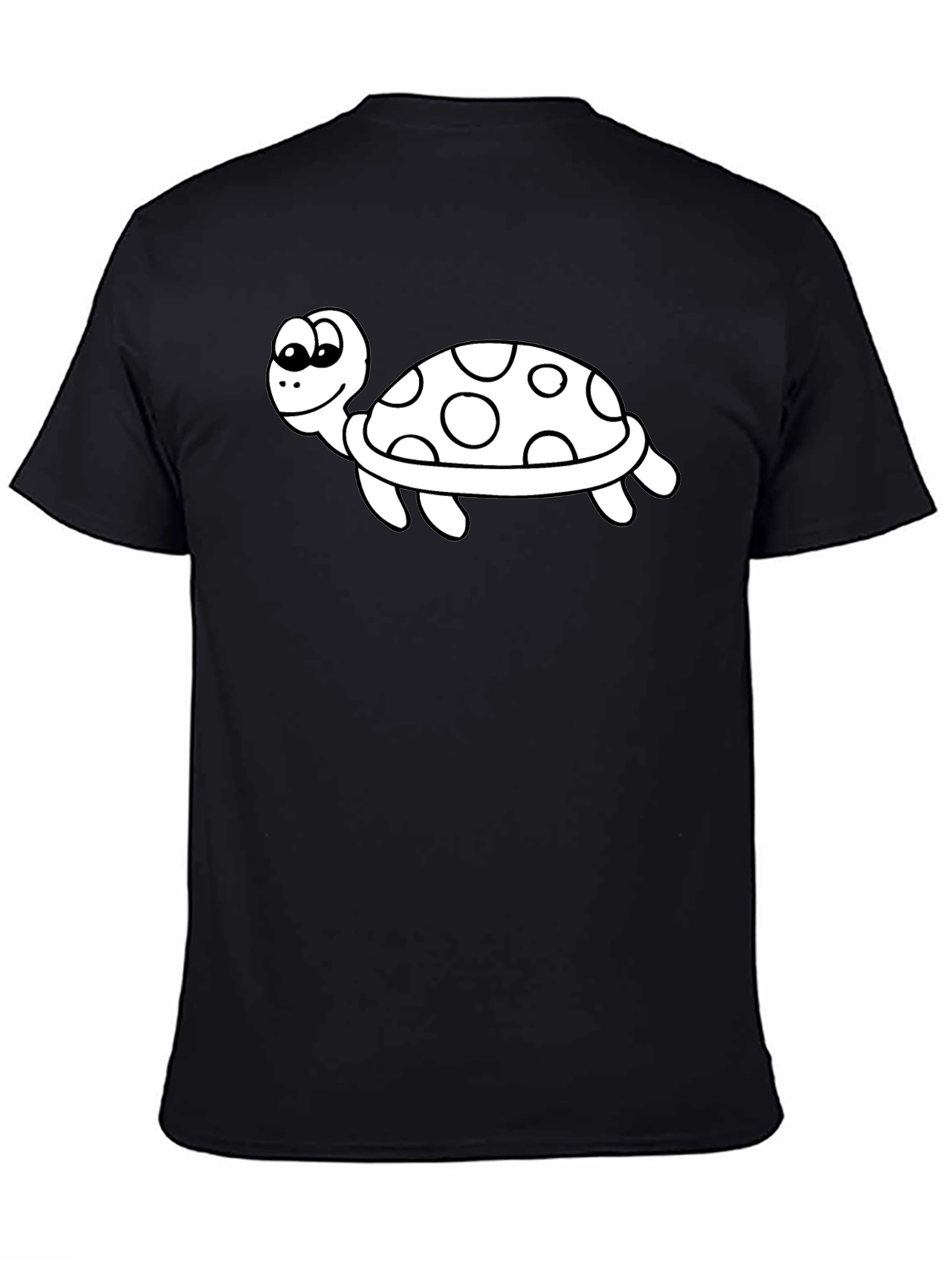 Cartoon Turtle Graphic Tee - Black