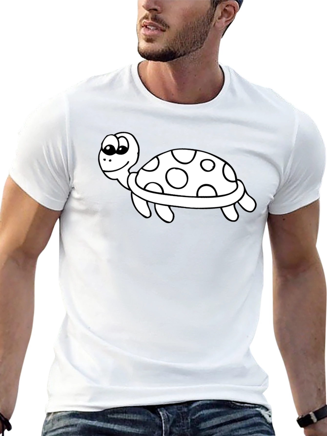 Cartoon Turtle Graphic Tee - Black