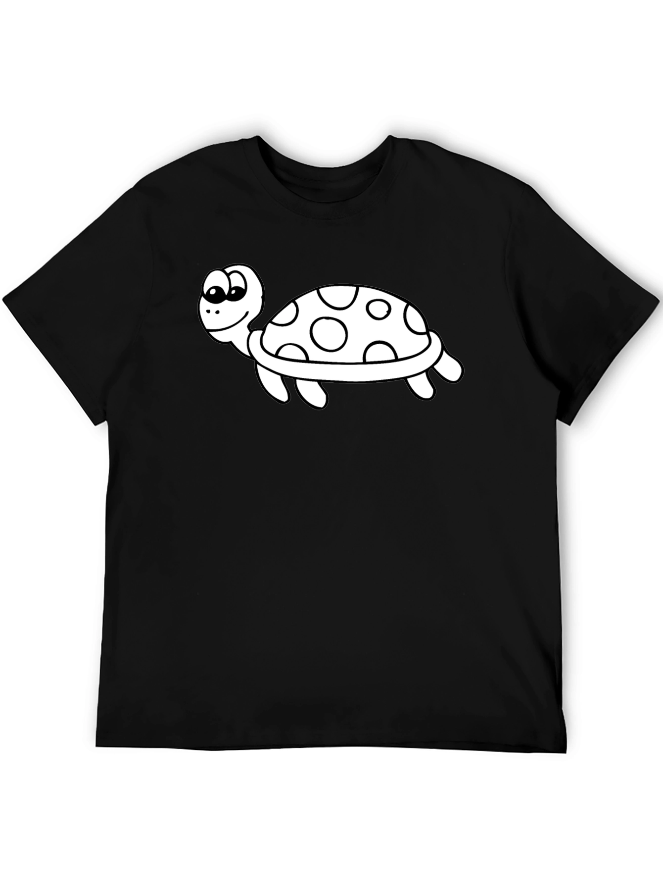 Cartoon Turtle Graphic Tee - Black