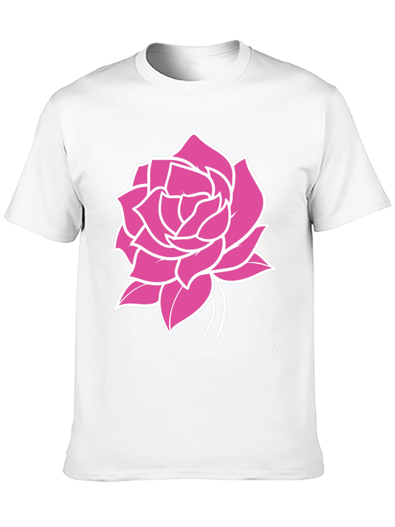 Black T-Shirt with Pink Rose Graphic