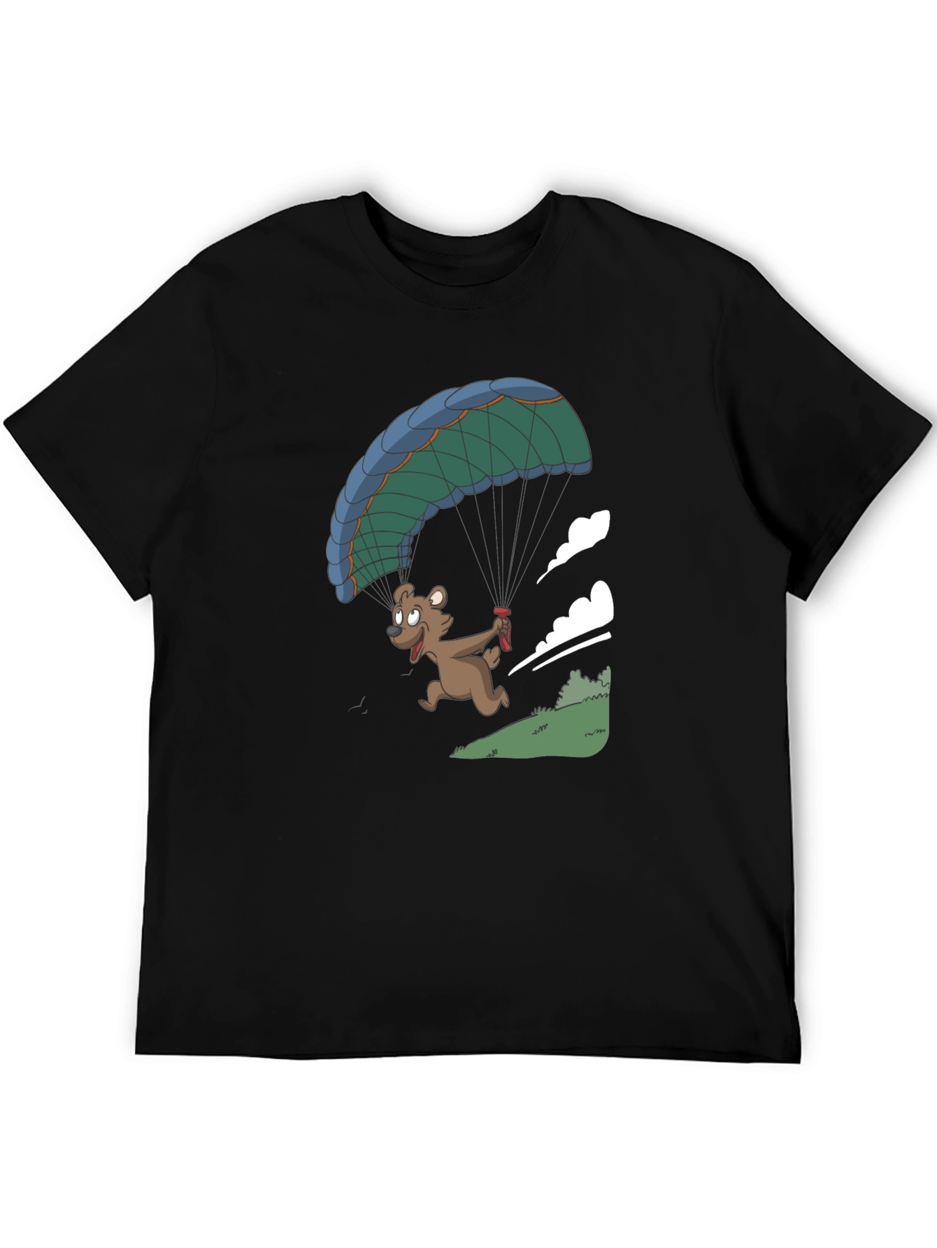 Bear Parachute Graphic T-Shirt - Black Casual Tee