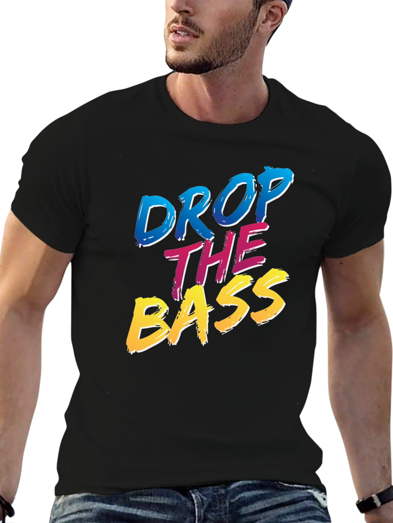 Drop The Bass T-Shirt - Black Cotton Blend