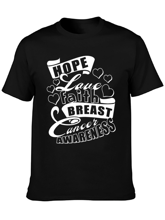 Hope Love Faith Breast Cancer Awareness Black T-Shirt