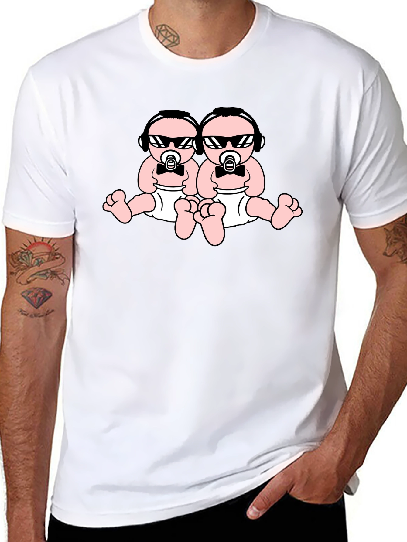 Cool Twins Graphic Black T-Shirt