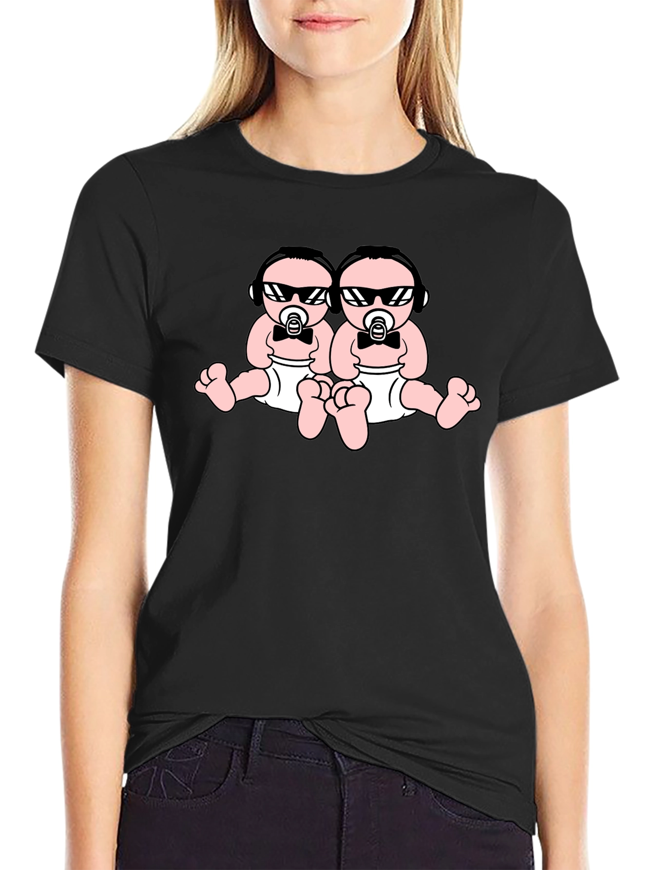 Cool Twins Graphic Black T-Shirt