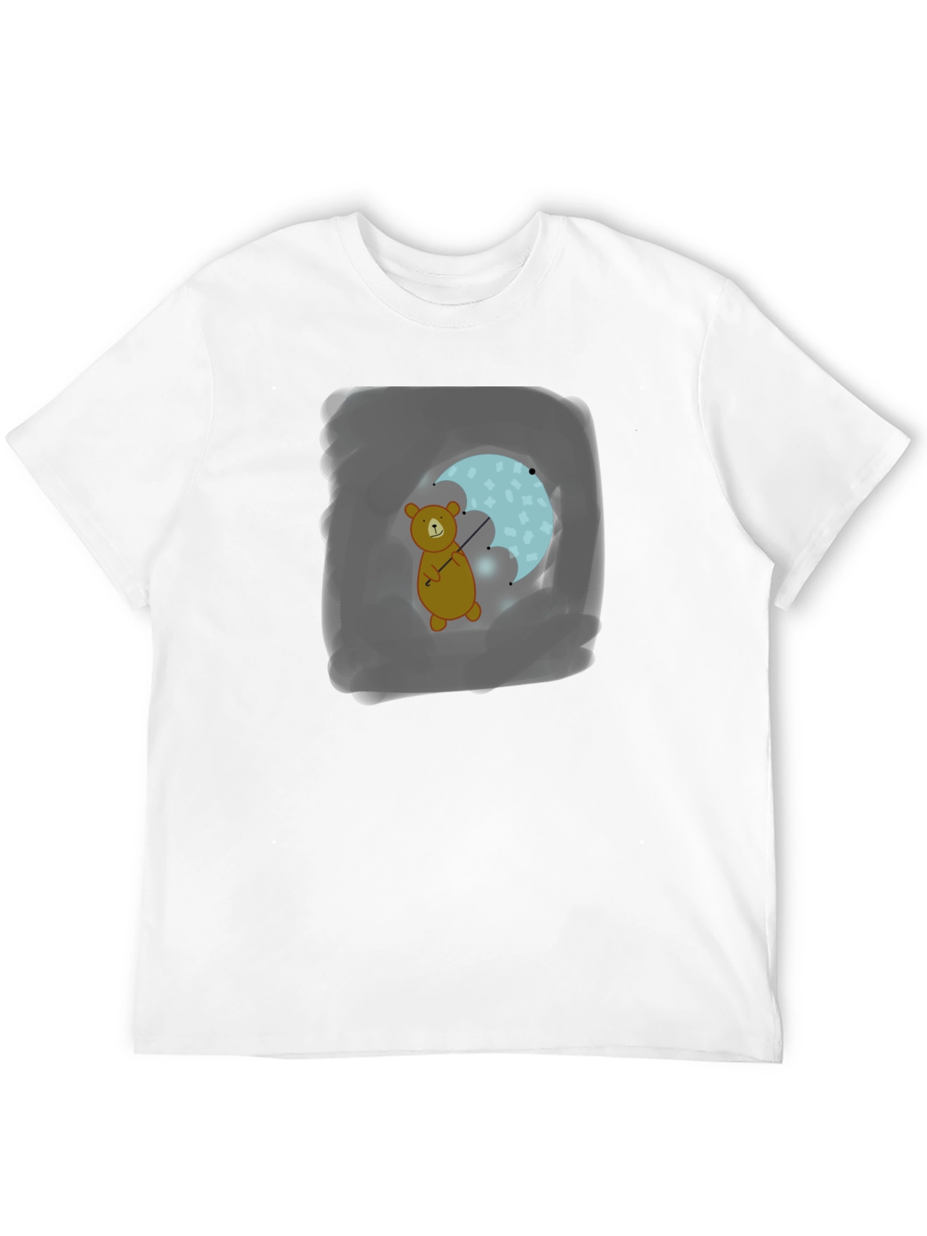 Bear with Umbrella Black T-Shirt
