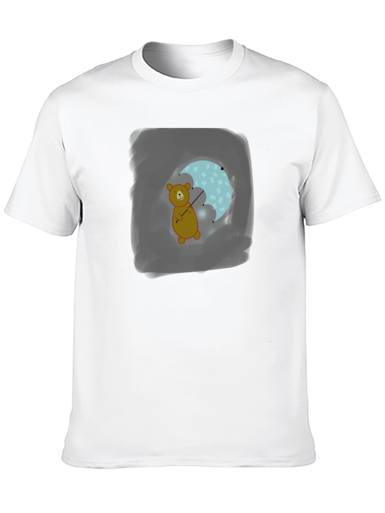Bear with Umbrella Black T-Shirt
